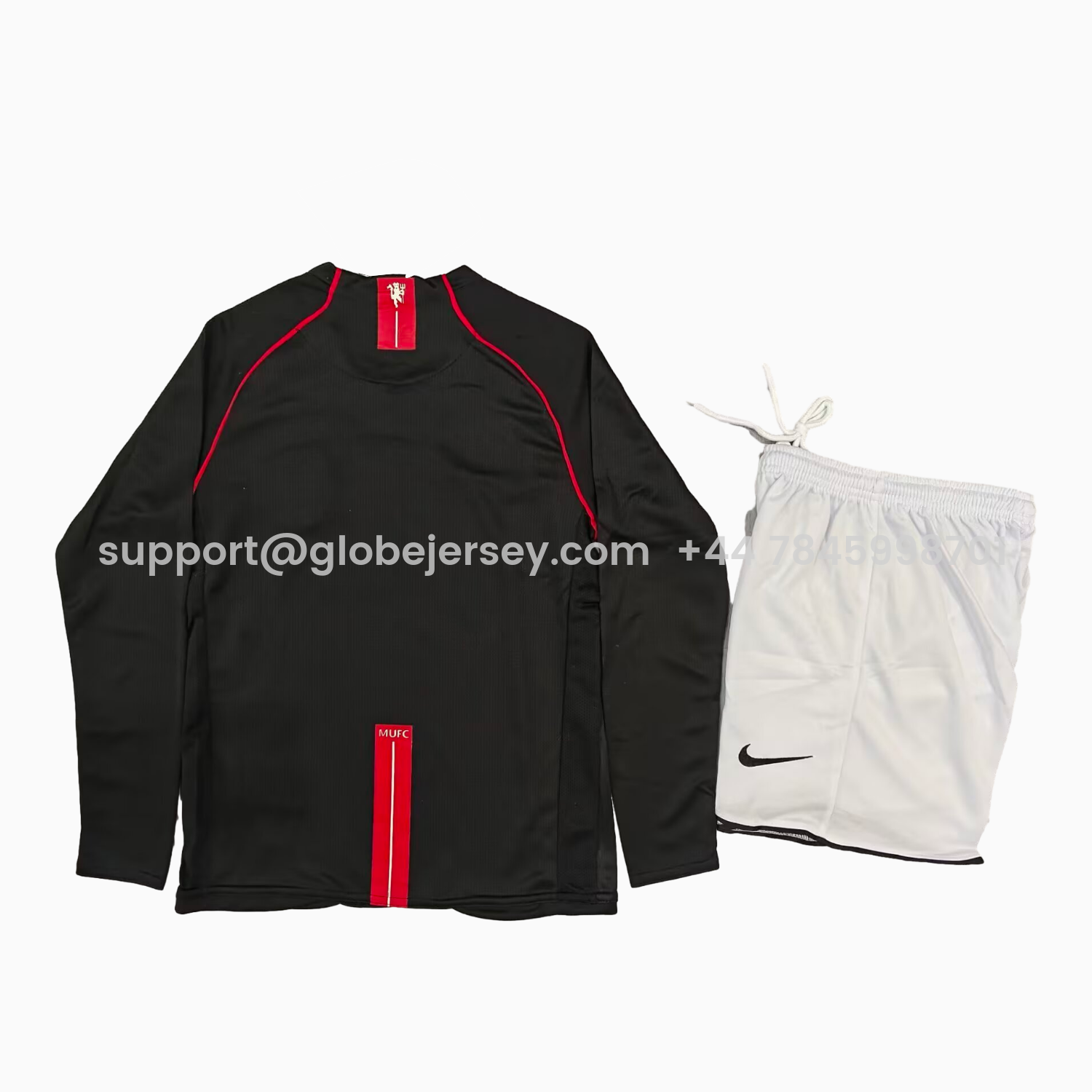 GlobeJersey-Retro Manchester United 2007-08 Away Black Kids Kit