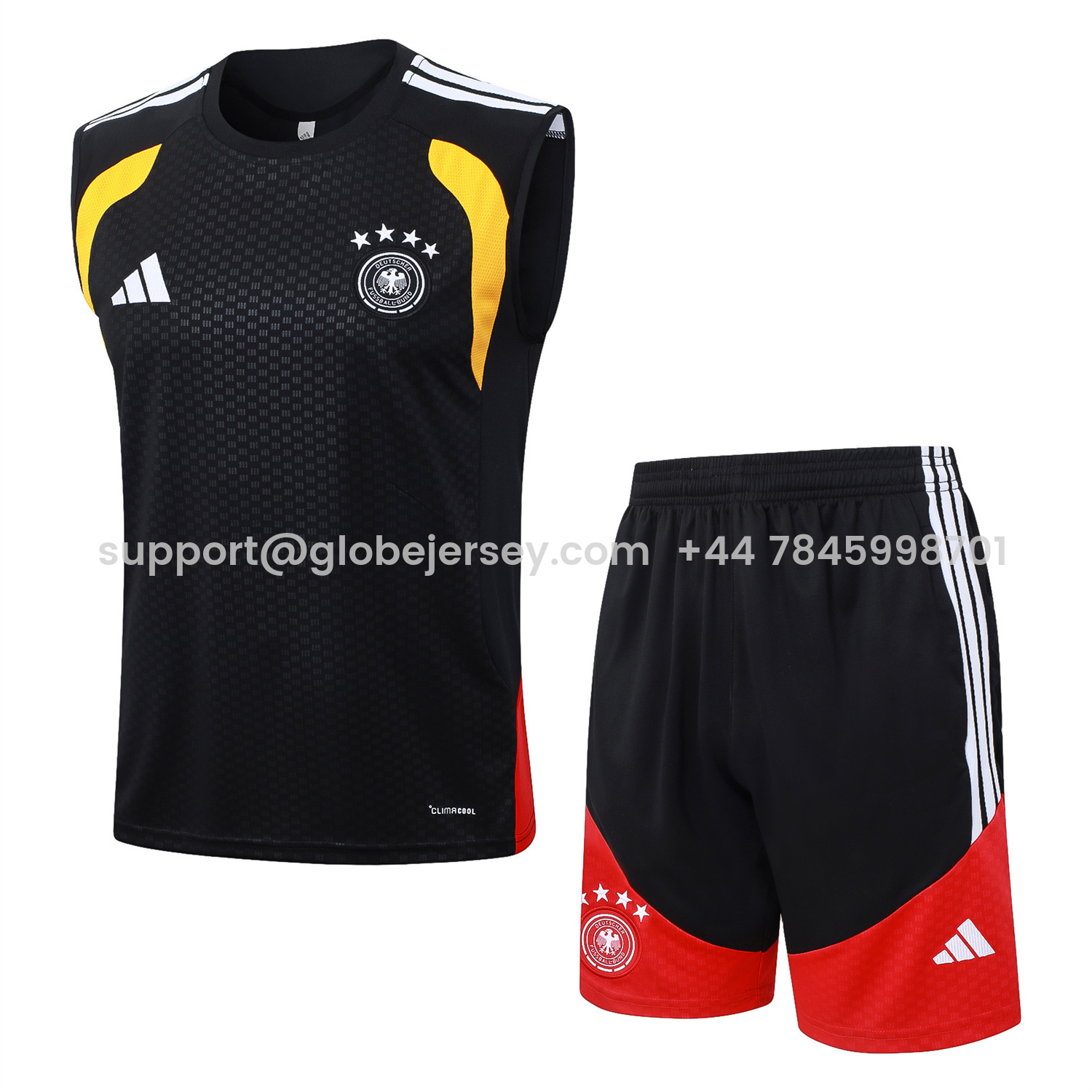 GlobeJersey-Germany 2026 Vest Training Set - Black Vest and Black Shorts