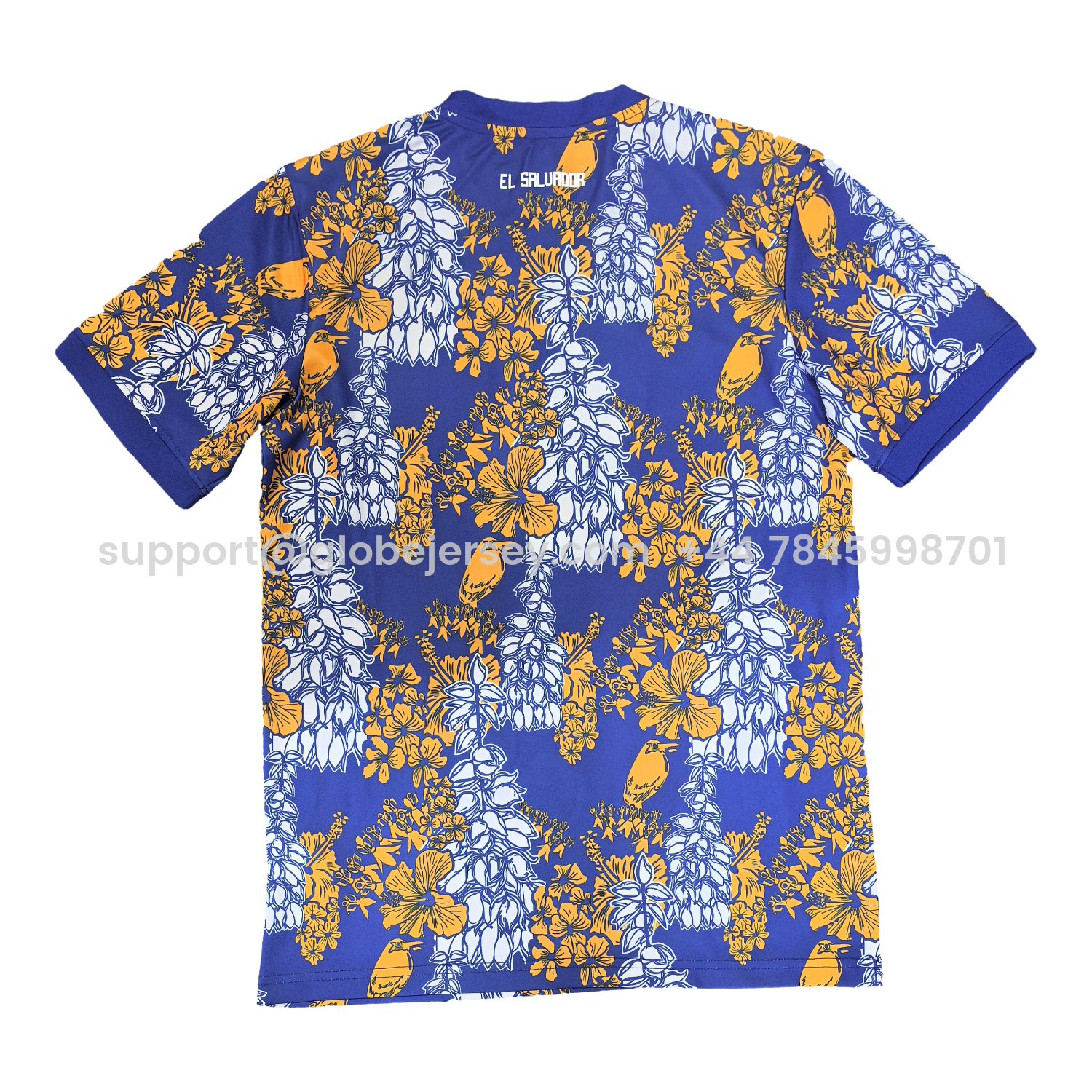 GlobeJersey-El Salvador 25-26 Blue Pre-Match Training Jersey with Yellow and White Flower Pattern - Fans Version