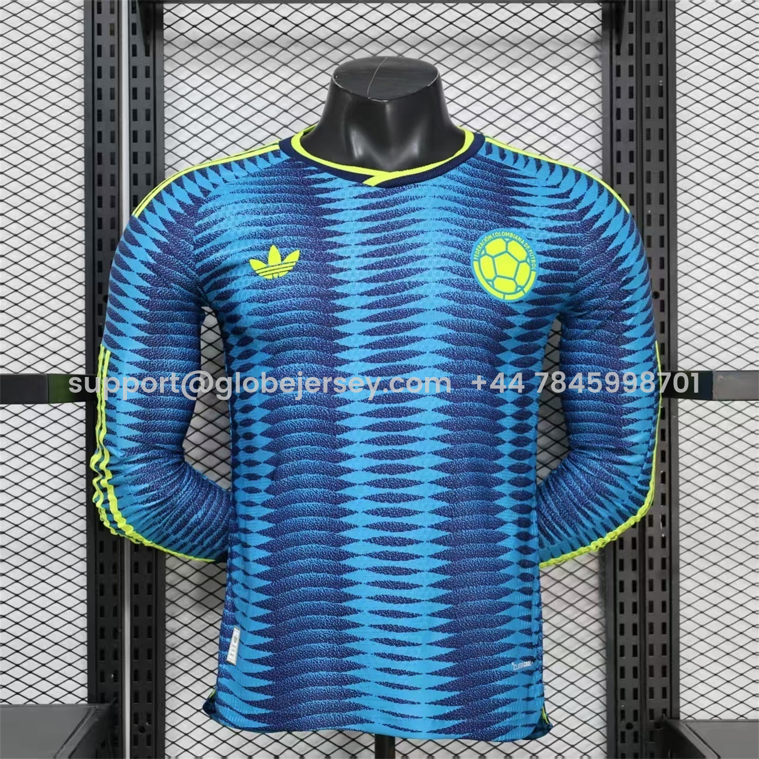 GlobeJersey-Colombia 2026 Away Blue Long Sleeves Jersey - Player Version