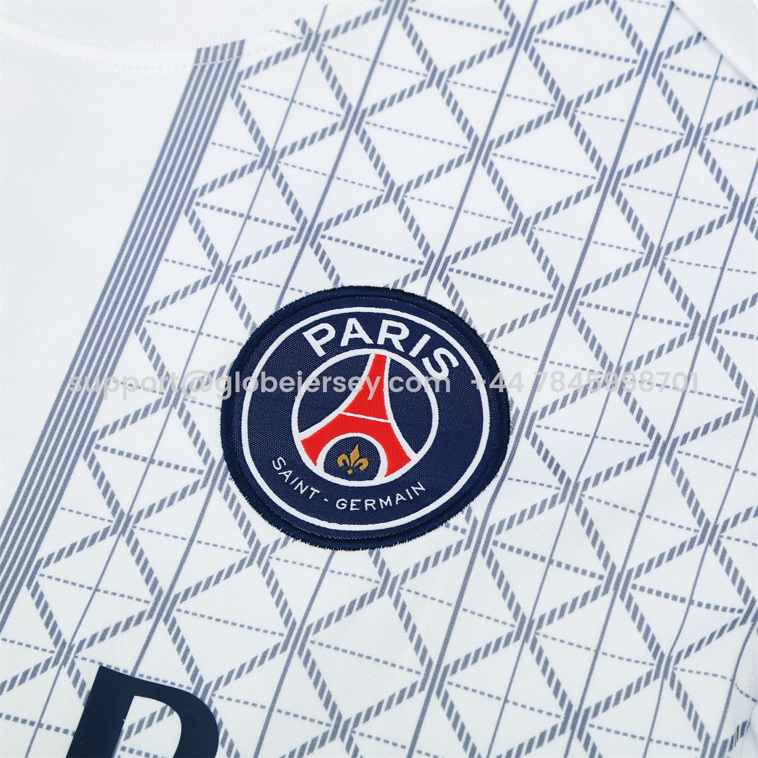 GlobeJersey-Paris Saint-Germain PSG 25-26 Short-Sleeve Training Set - White Top & Deep Blue Shorts