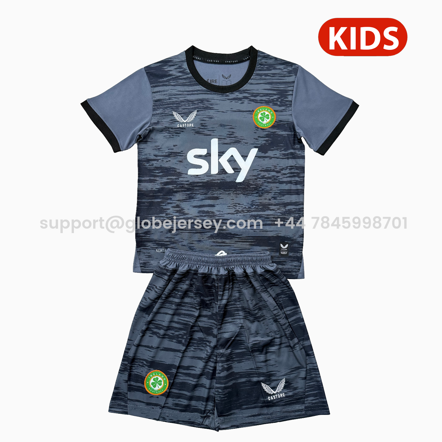 GlobeJersey-Ireland 25-26 Black Goalkeeper Kids Kit