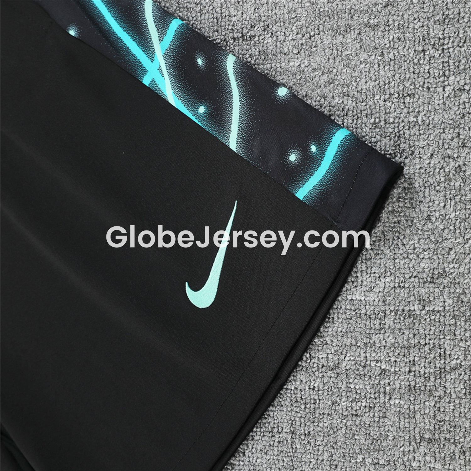 GlobeJersey-Inter Milan 25-26 Short-Sleeve Training Set - Blue Fluorescent Rays Black Top & Black Shorts