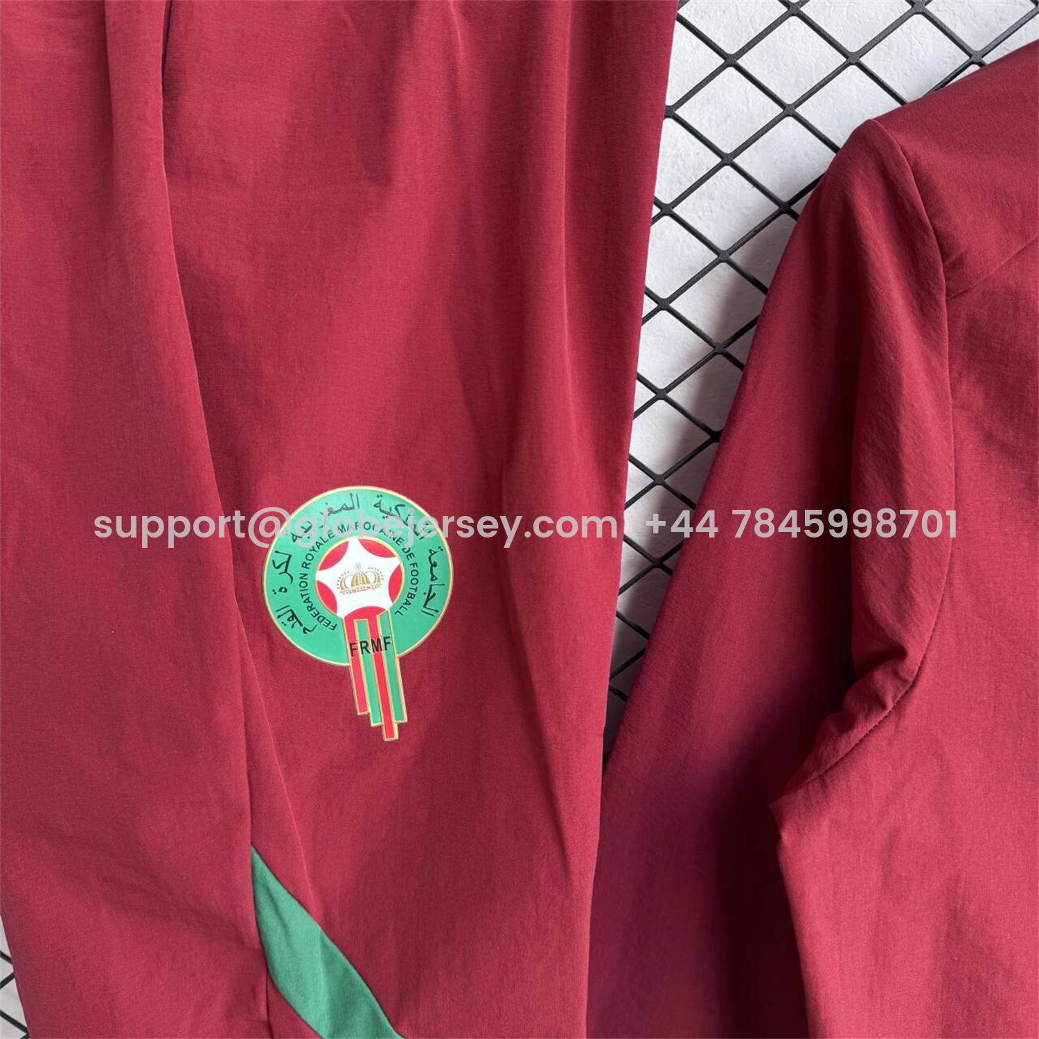 GlobeJersey-Morocco 2026 Windbreaker Training Set - Red With Green Top and Pants