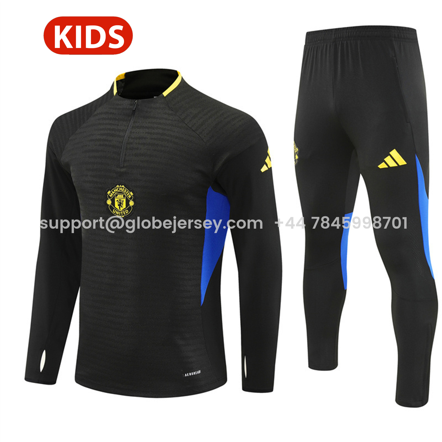 GlobeJersey-Manchester United 25-26 Kids Long Sleeve Training Set - Black Top & Black Pants