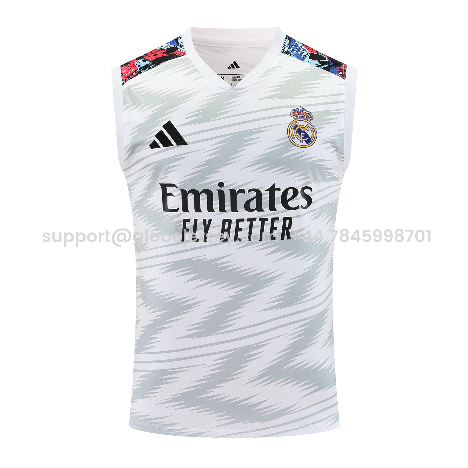 GlobeJersey-Real Madrid 25-26 Vest Training Set - Grey Arrow Pattern Vest & Black Shorts
