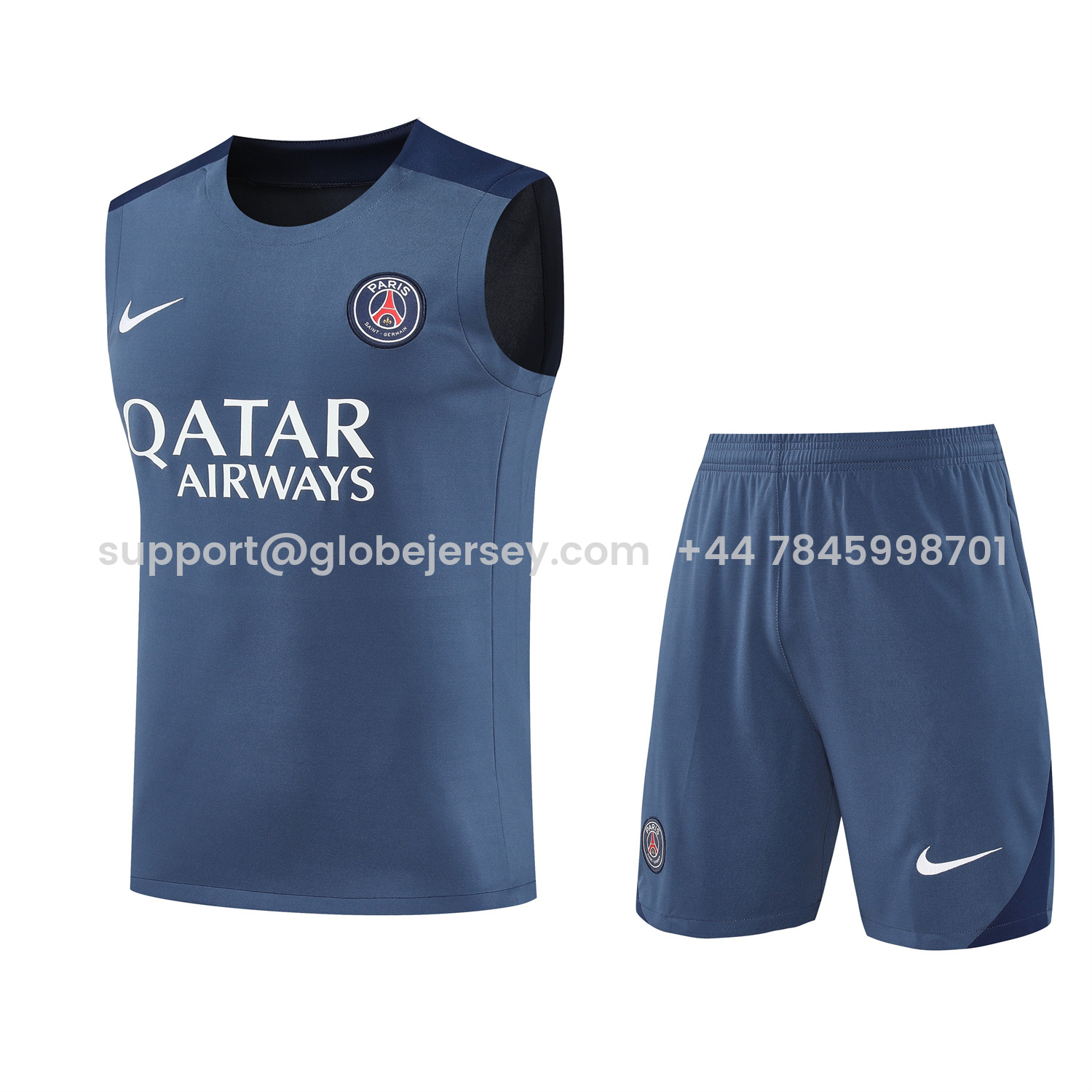 GlobeJersey-Paris Saint-Germain PSG 25-26 Vest Training Set - Deep Blue Vest & Deep Blue Shorts