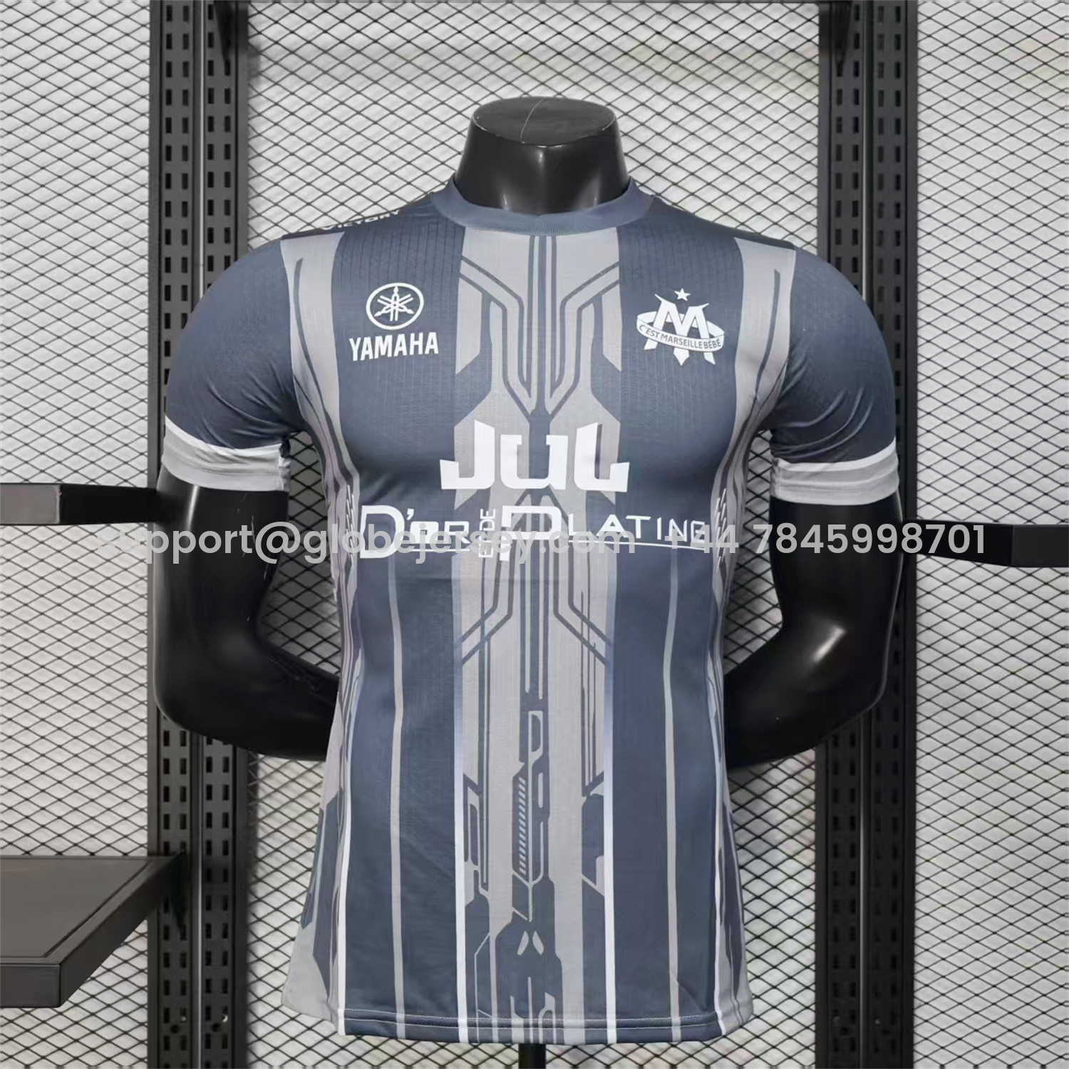 GlobeJersey-Marseille 25-26 Grey Stripes Special Jersey - Player Version