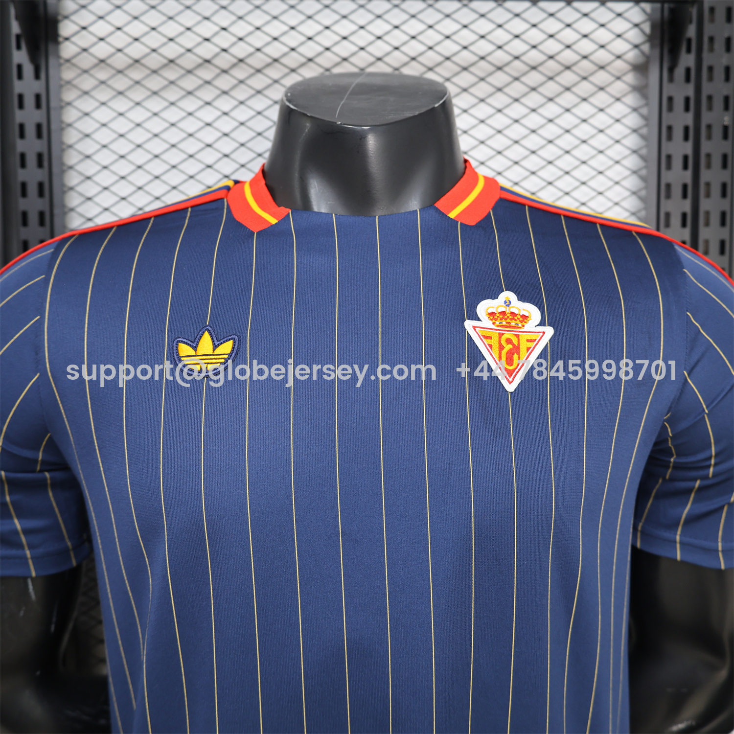 GlobeJersey-Spain 2026 Terrace Icon Retro Casual Style Deep Blue Jersey - Player Version