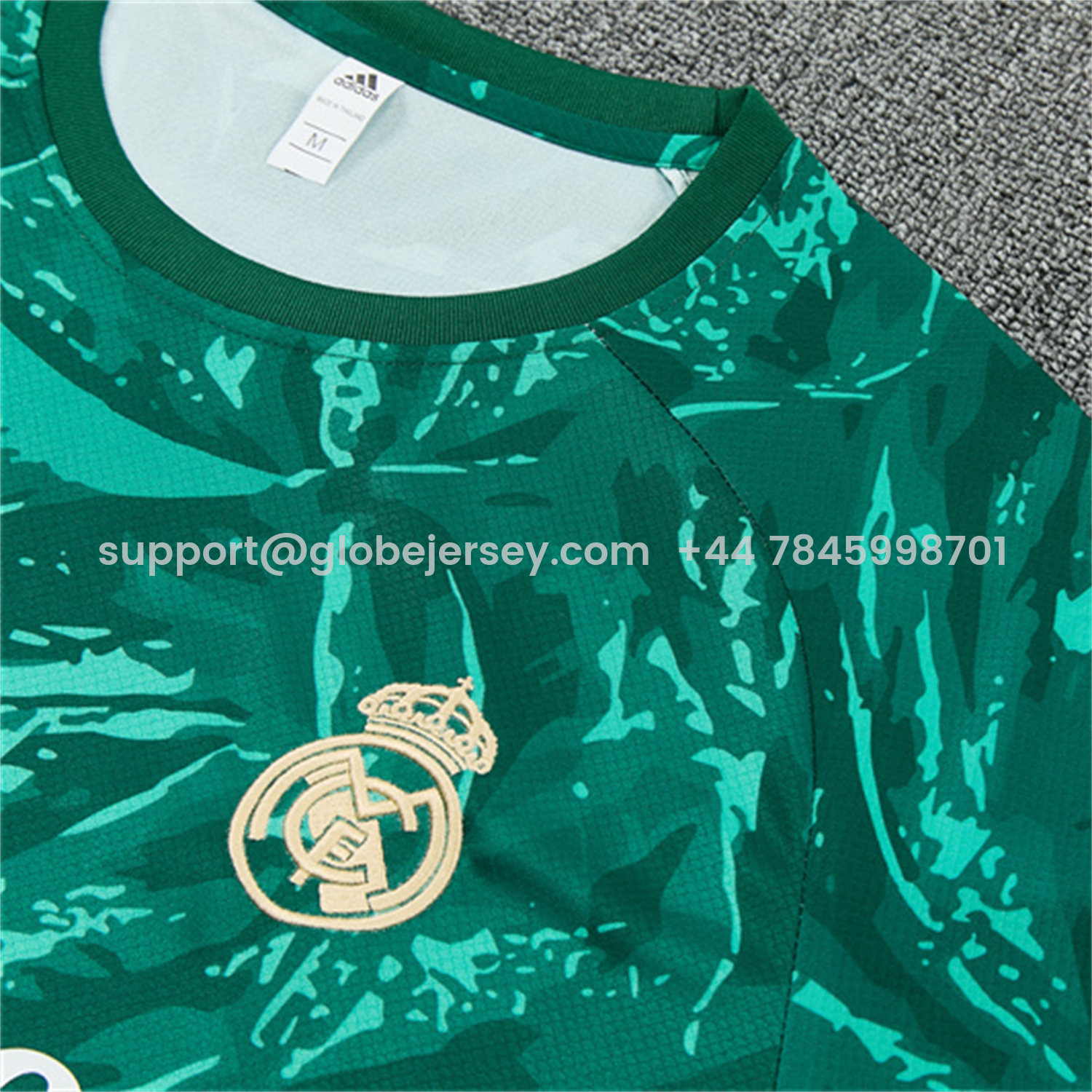 GlobeJersey-Real Madrid 26-27 Kids Short-Sleeve Training Set - Green Camouflage Top & Green Shorts