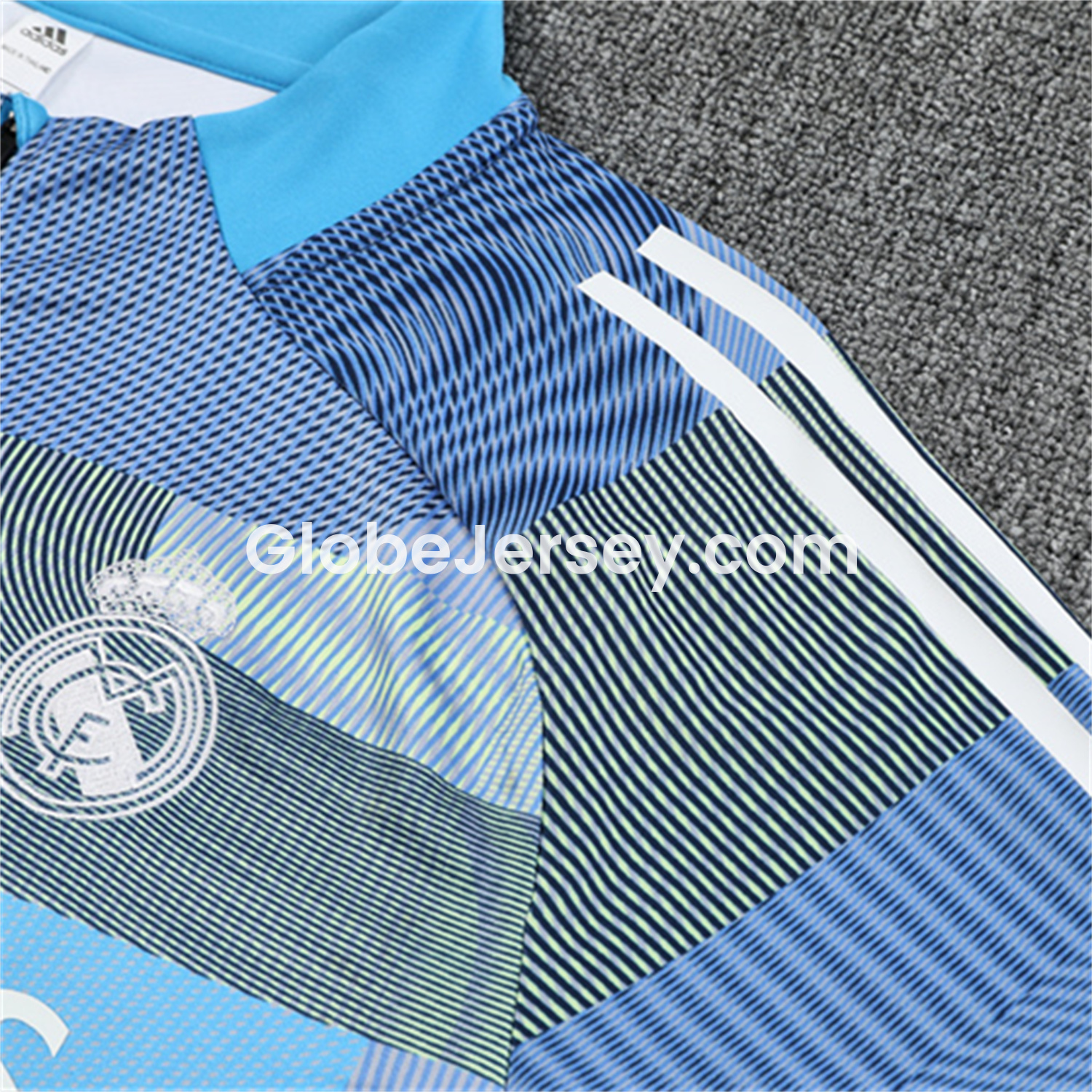 GlobeJersey-Real Madrid 25-26 Long Sleeves Training Set - Blue-Gray Camouflage Top & Blue Pants