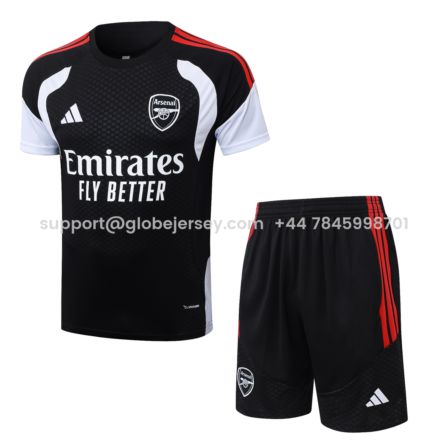 GlobeJersey-Arsenal 26-27 Short-Sleeve Training Set - Red Edge Black Top & Shorts