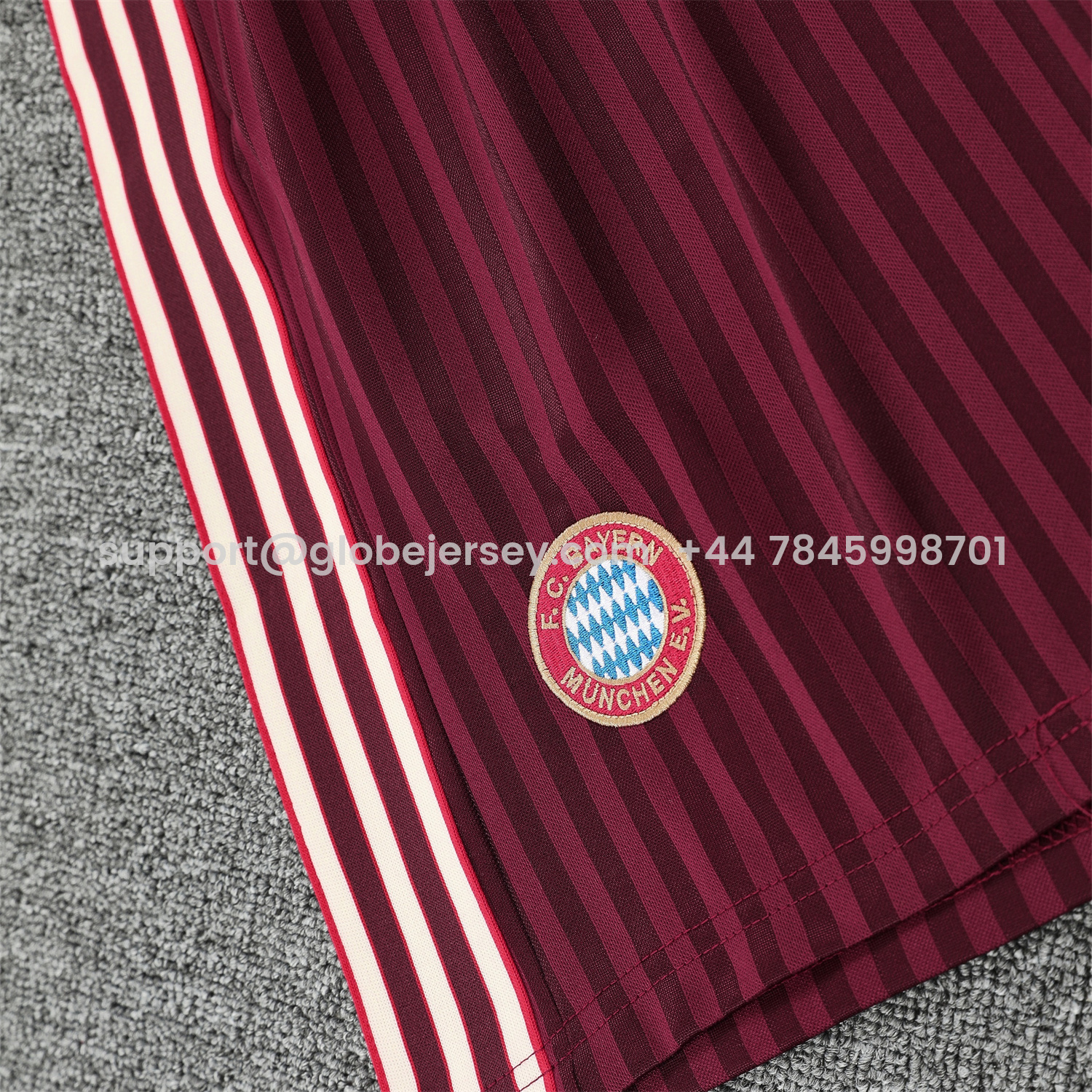 GlobeJersey-Bayern Munich 25-26 Vest Training Set - Wine Red Lines Vest & Wine Red Lines Shorts
