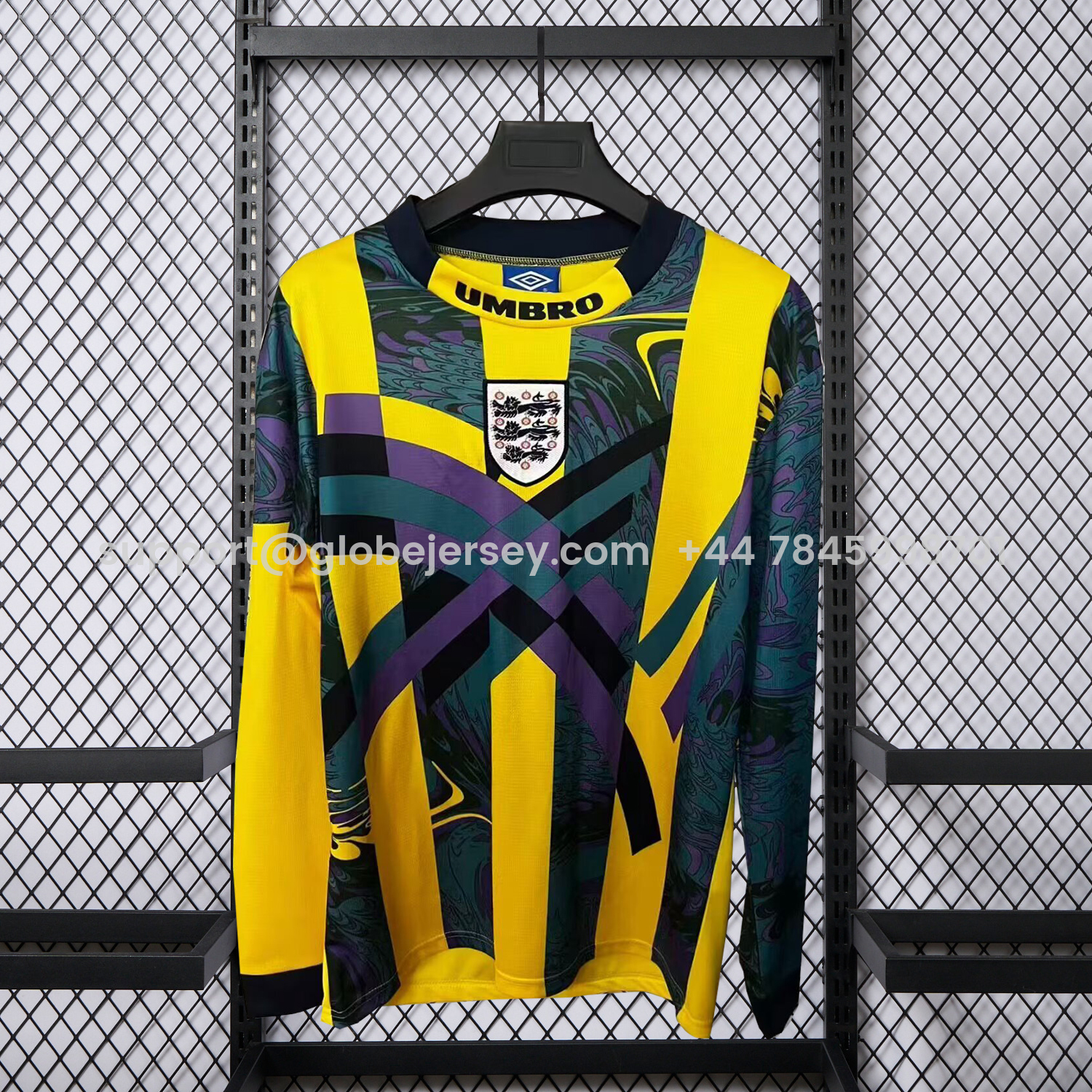 GlobeJersey-Retro England 1995 Yellow Goalkeeper Long Sleeve Jersey