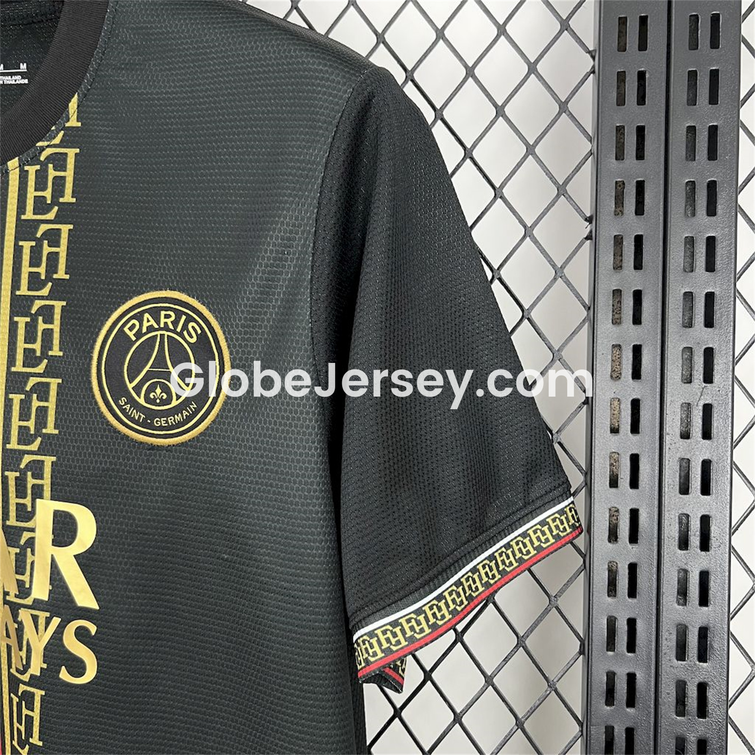 GlobeJersey-Paris Saint-Germain PSG 25-26 Red White Stripes Black Jersey - Fans Version