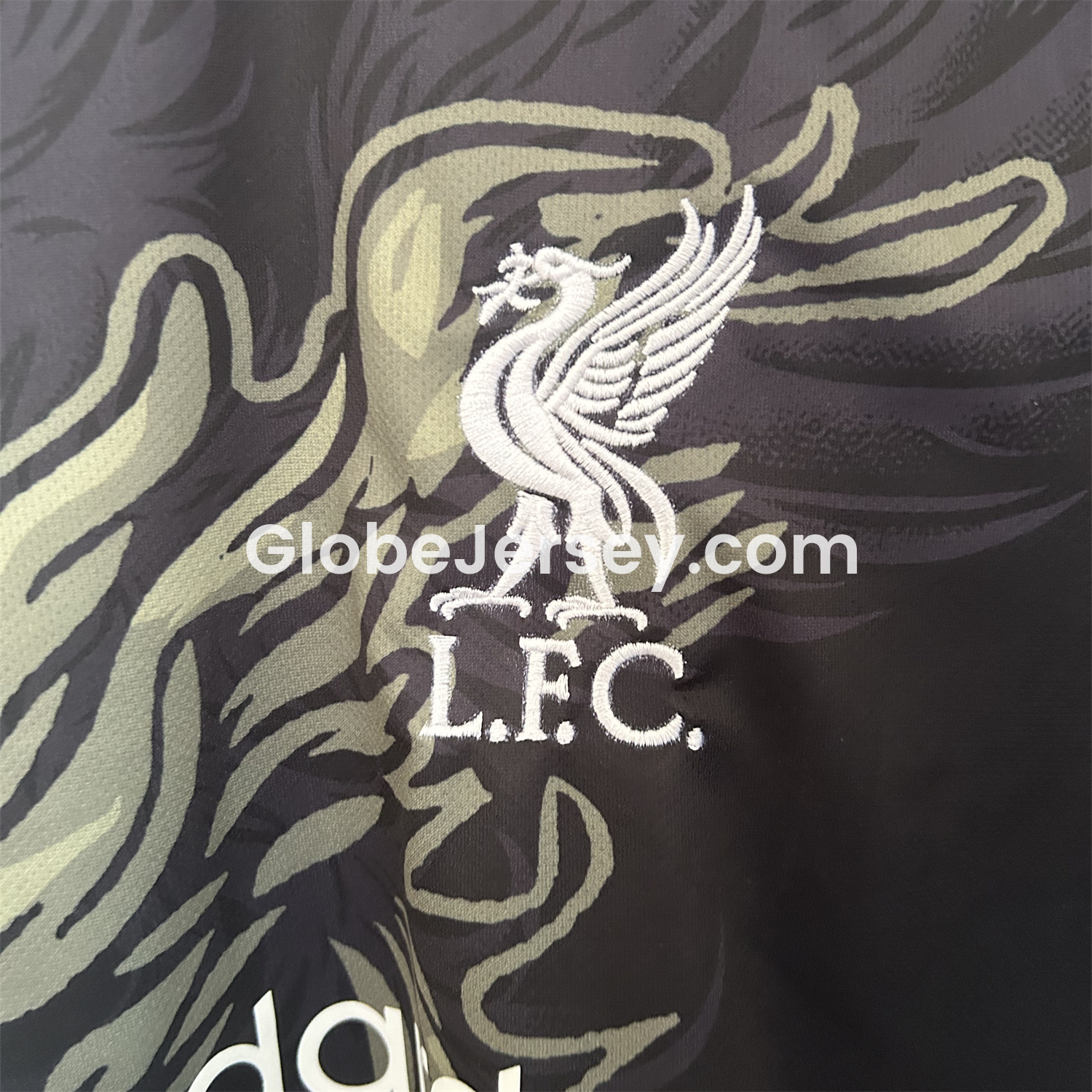 GlobeJersey-Liver.pool 25-26 Gray Green Liver.pool Bird Black Jersey - Fans Version