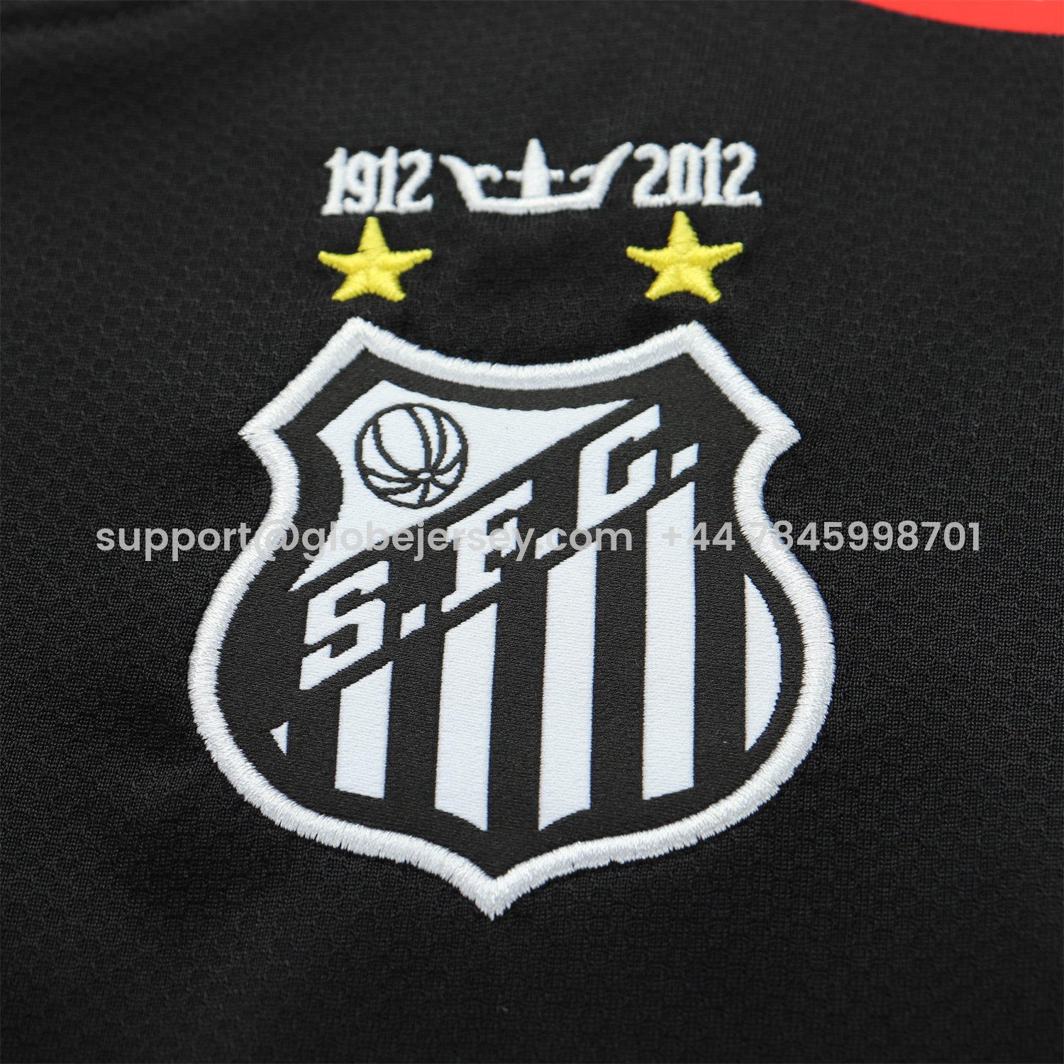 GlobeJersey-Retro Santos 2012 Black Special Long Sleeves Kids Kit