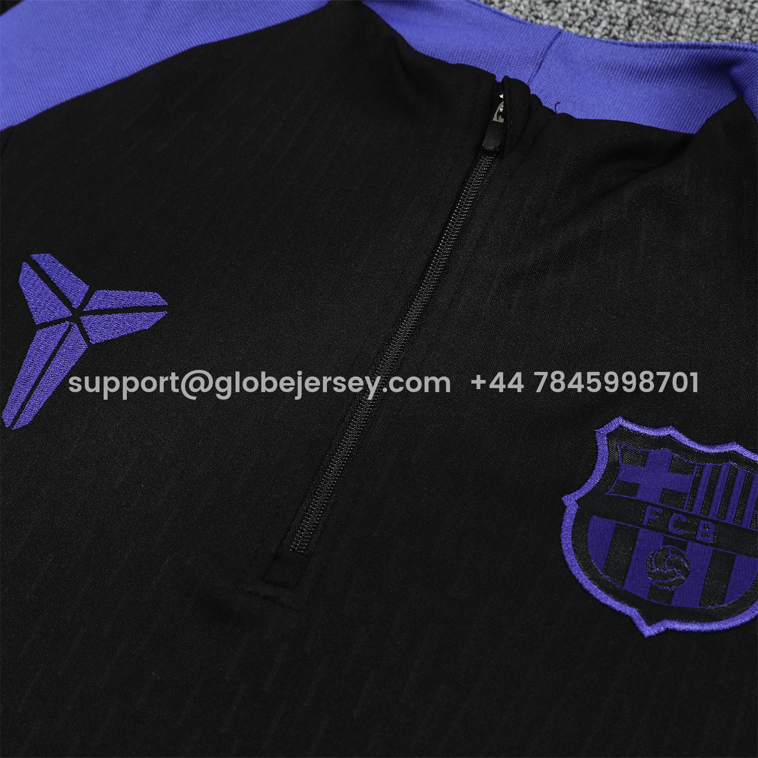 GlobeJersey-Barcelona 25-26 Long Sleeve Training Set - Black Top and Black Pants