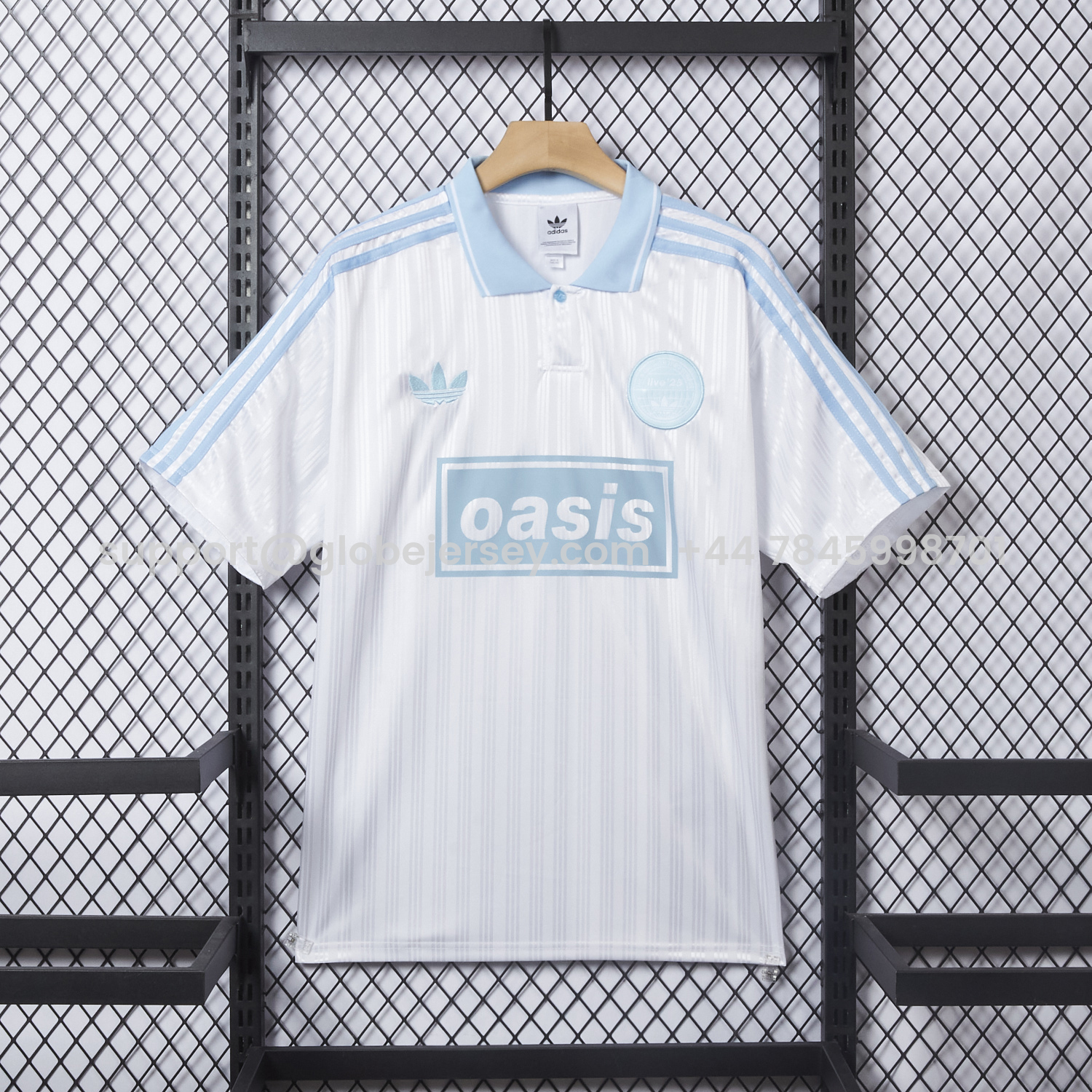 GlobeJersey-Bohemian 25-26 Oasis Originals Tour White And Sky Blue Jersey With Number 25 - Fans Version
