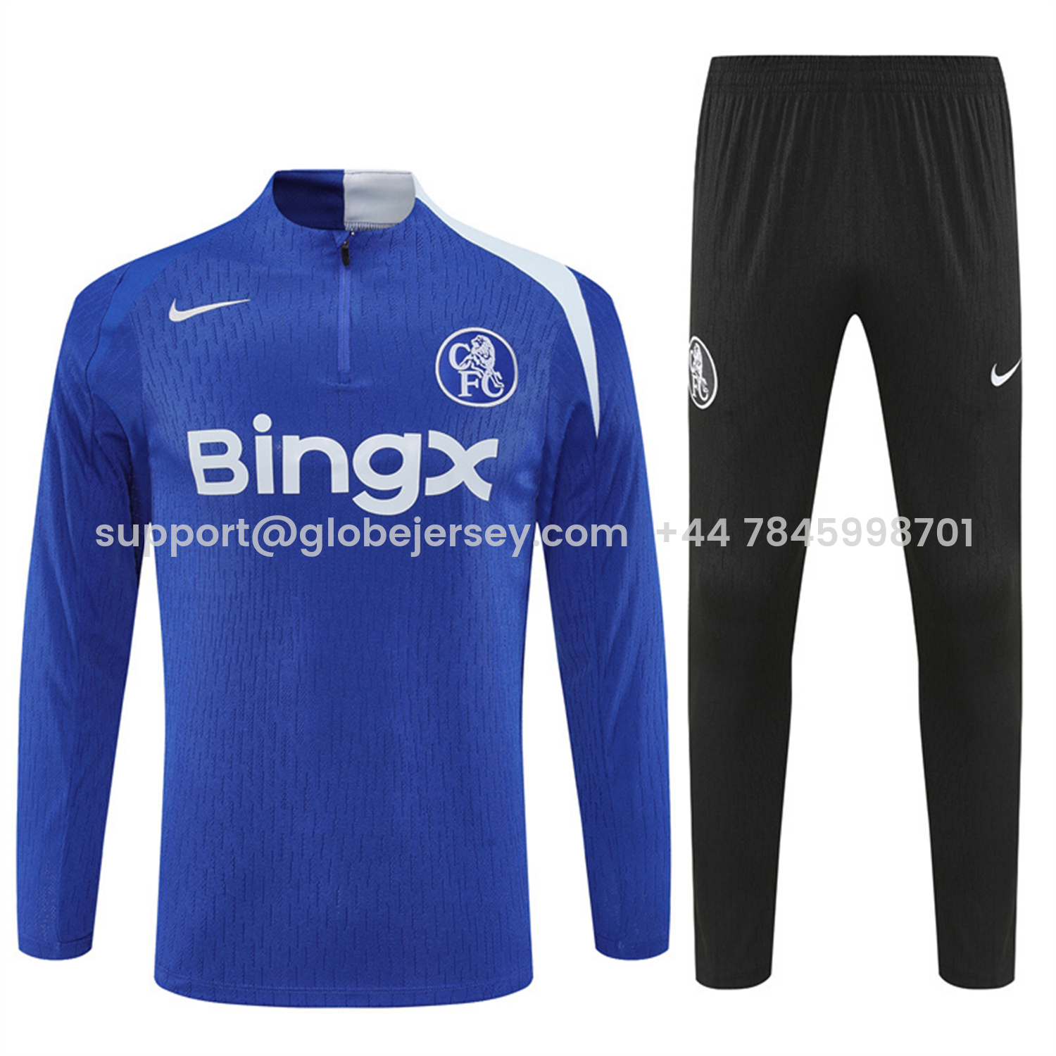GlobeJersey-C.H.E.L.S.E.A 25-26 Long Sleeve Training Set - Player Version - Blue Top and Black Pants