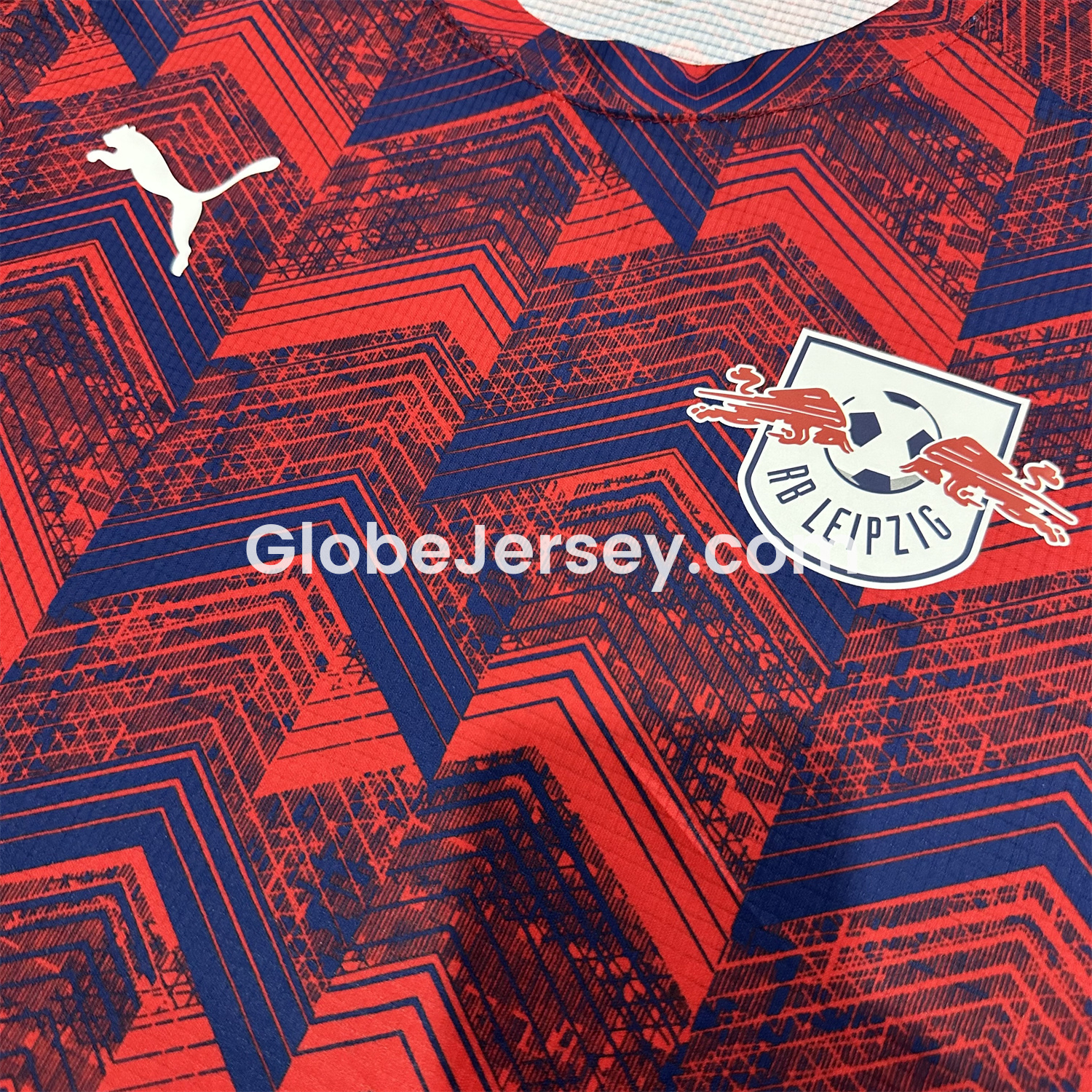GlobeJersey-RB Leipzig 25-26 Pre-Match Red Blue Training Jersey - Fans Version