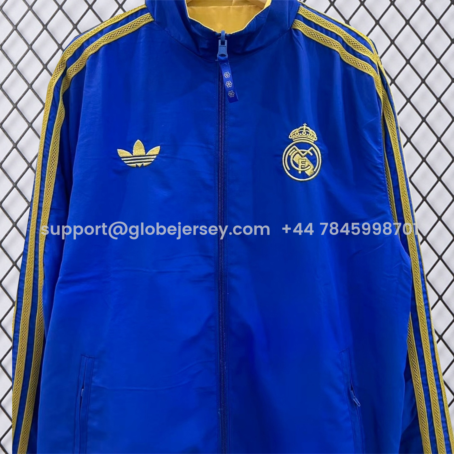 GlobeJersey-Real Madrid 25-26 Cultural Story Chinese Lucky Double Sided Windbreaker Jacket - Blue