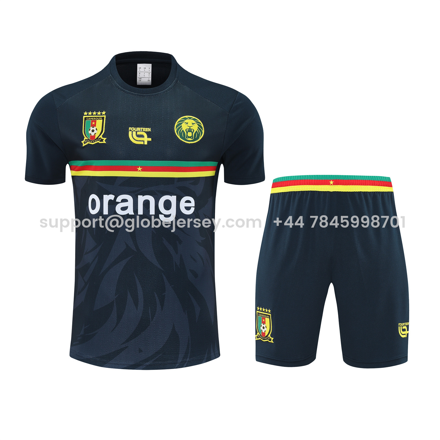 GlobeJersey-Cameroon 25-26 Short-Sleeve Training Set - Deep Blue Top and Shorts