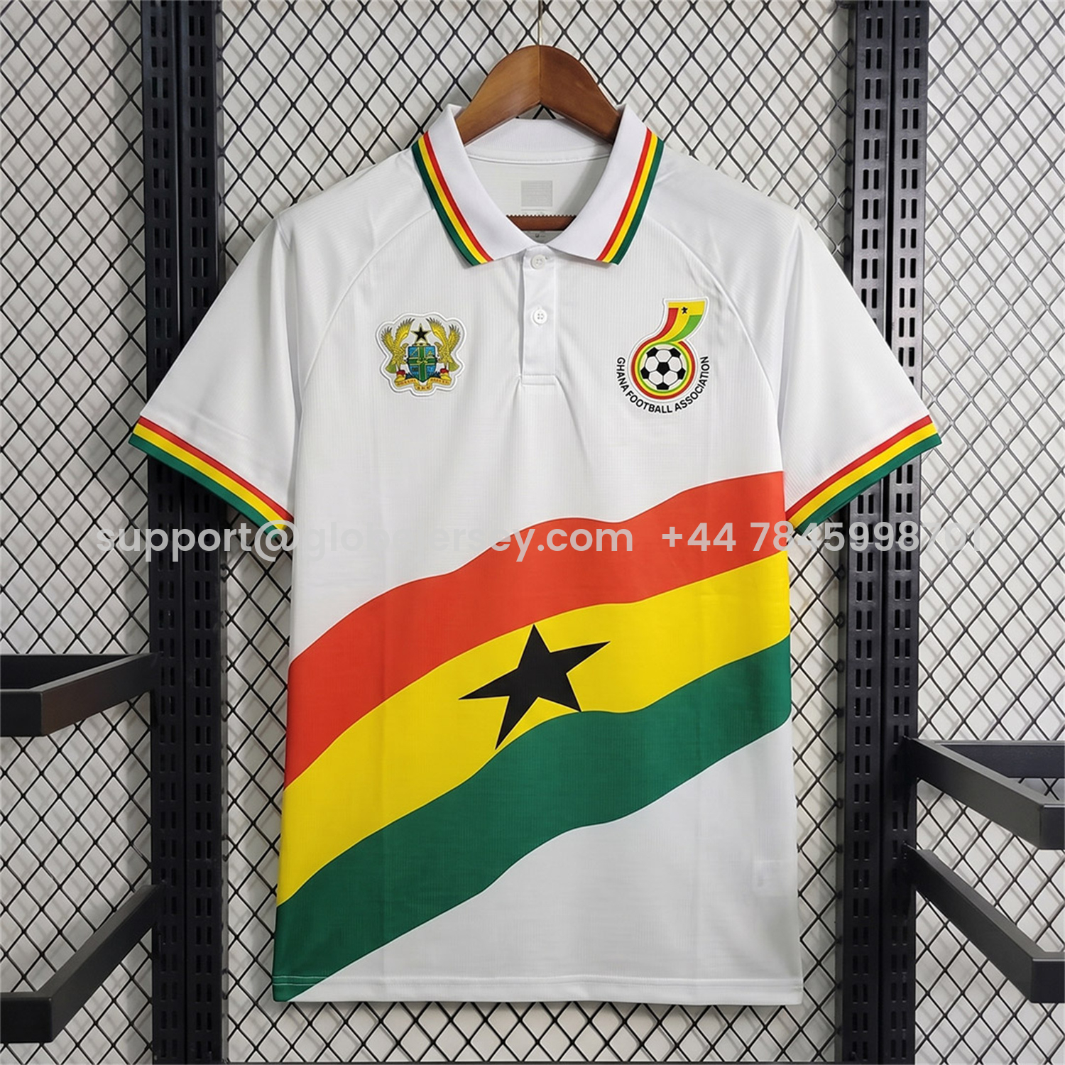 GlobeJersey-Ghana 2026 White With Flag Special Polo Jersey - Fans Version