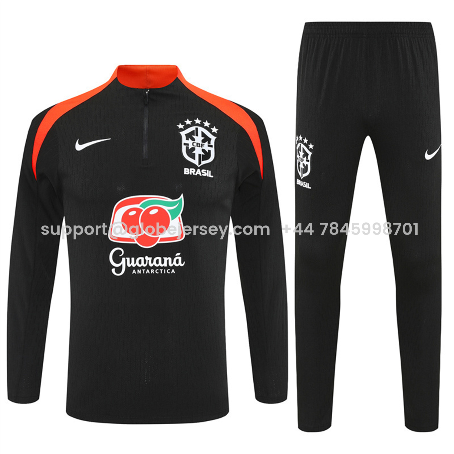 GlobeJersey-Brazil 25-26 Long Sleeve Training Set - Player Version - Black Top and Pants