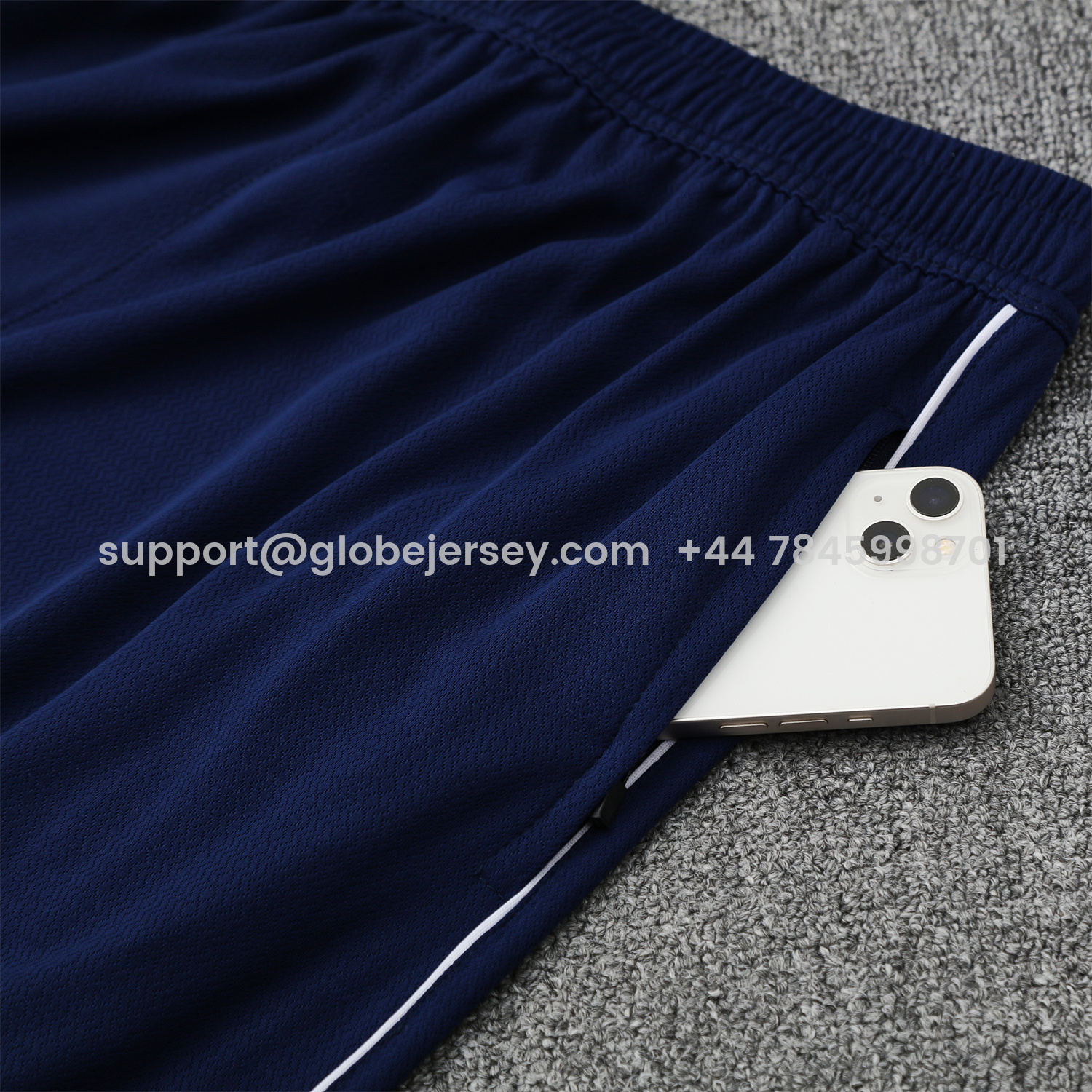 GlobeJersey-Marseille 25-26 Short-Sleeve Training Set - White Top & Blue Shorts