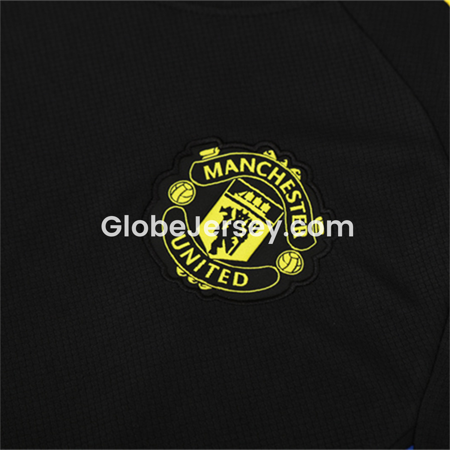 GlobeJersey-Manchester United 25-26 Kids Short-Sleeve Training Set - Black Top & Black shorts