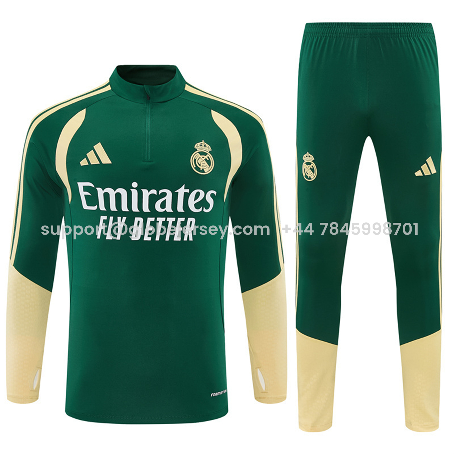 GlobeJersey-Real Madrid 26-27 Kids Long Sleeves Training Set - Green Top And Green Pants