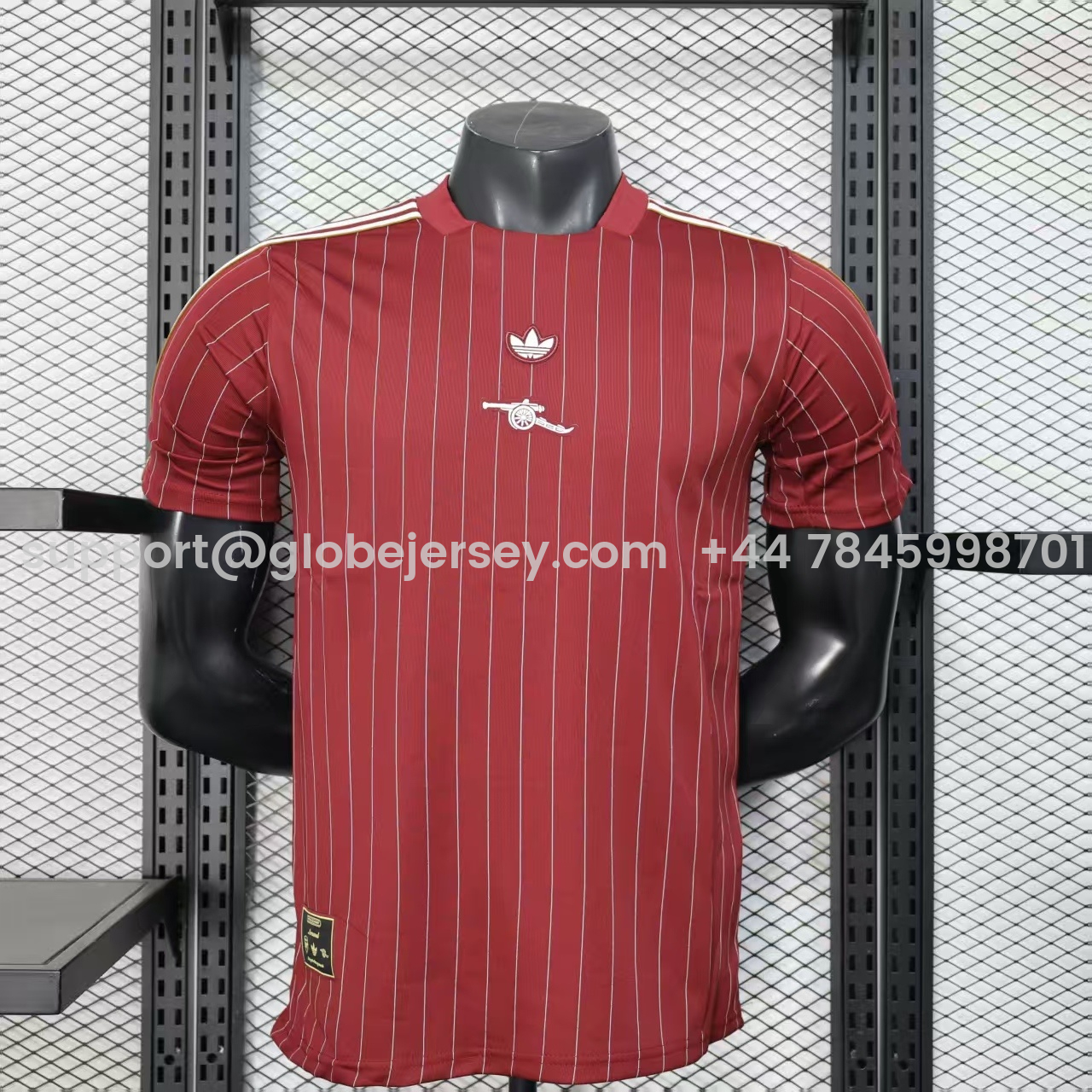 GlobeJersey-Arsenal 25-26 Trefoil White Lines Red Travel Jersey - Player Version