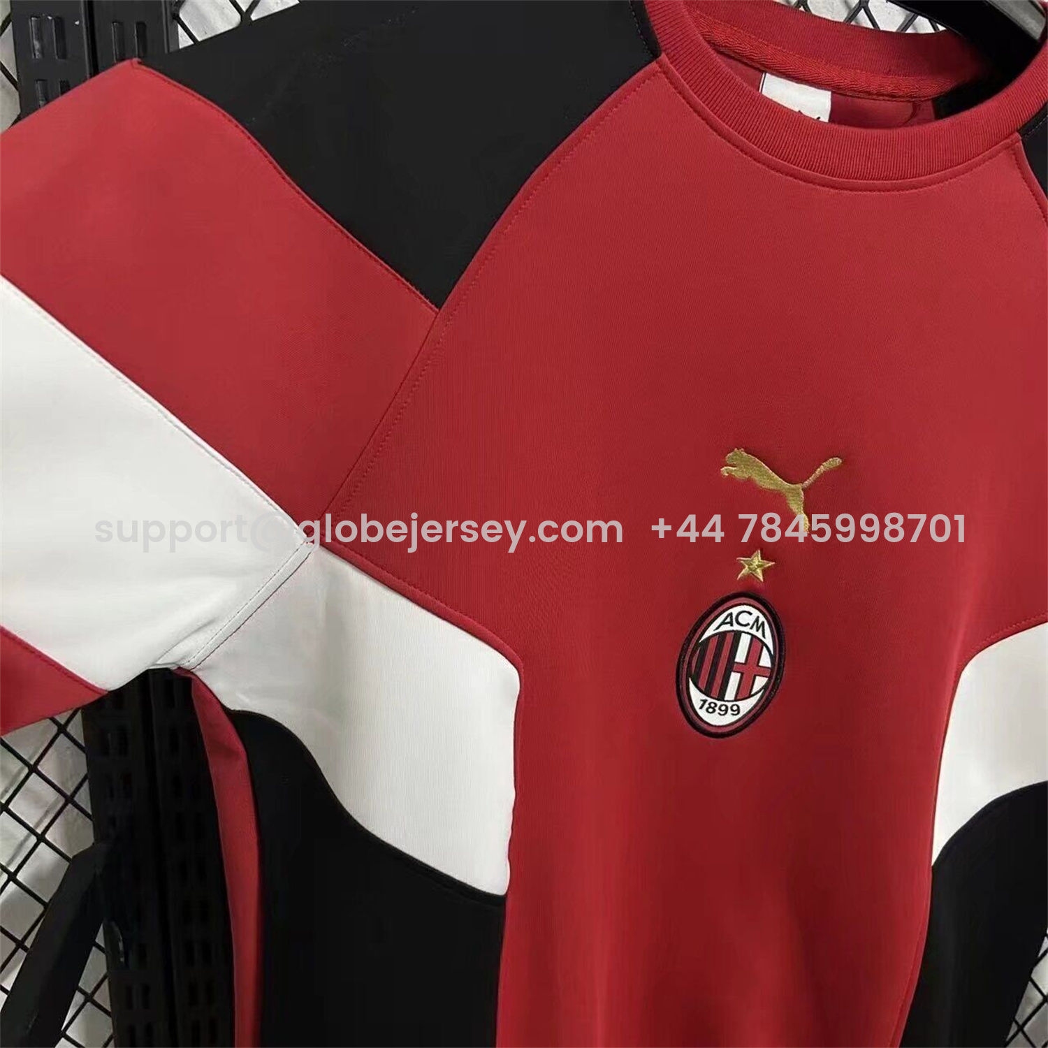 GlobeJersey-AC Milan Red And Black Unisex Pullover Hoodieullover Hoodie