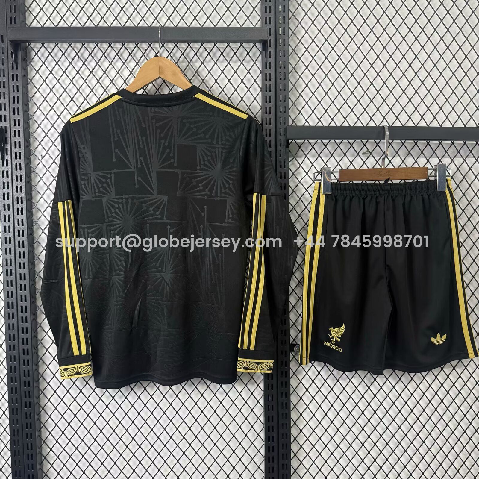GlobeJersey-Mexico 2025 Gold Cup Black Long Sleeve Kids Kit