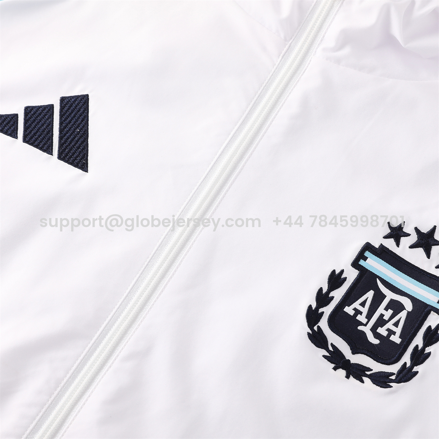 GlobeJersey-Argentina 2026 Hooded Windbreaker Training Set - White Top & Dark Blue Pants
