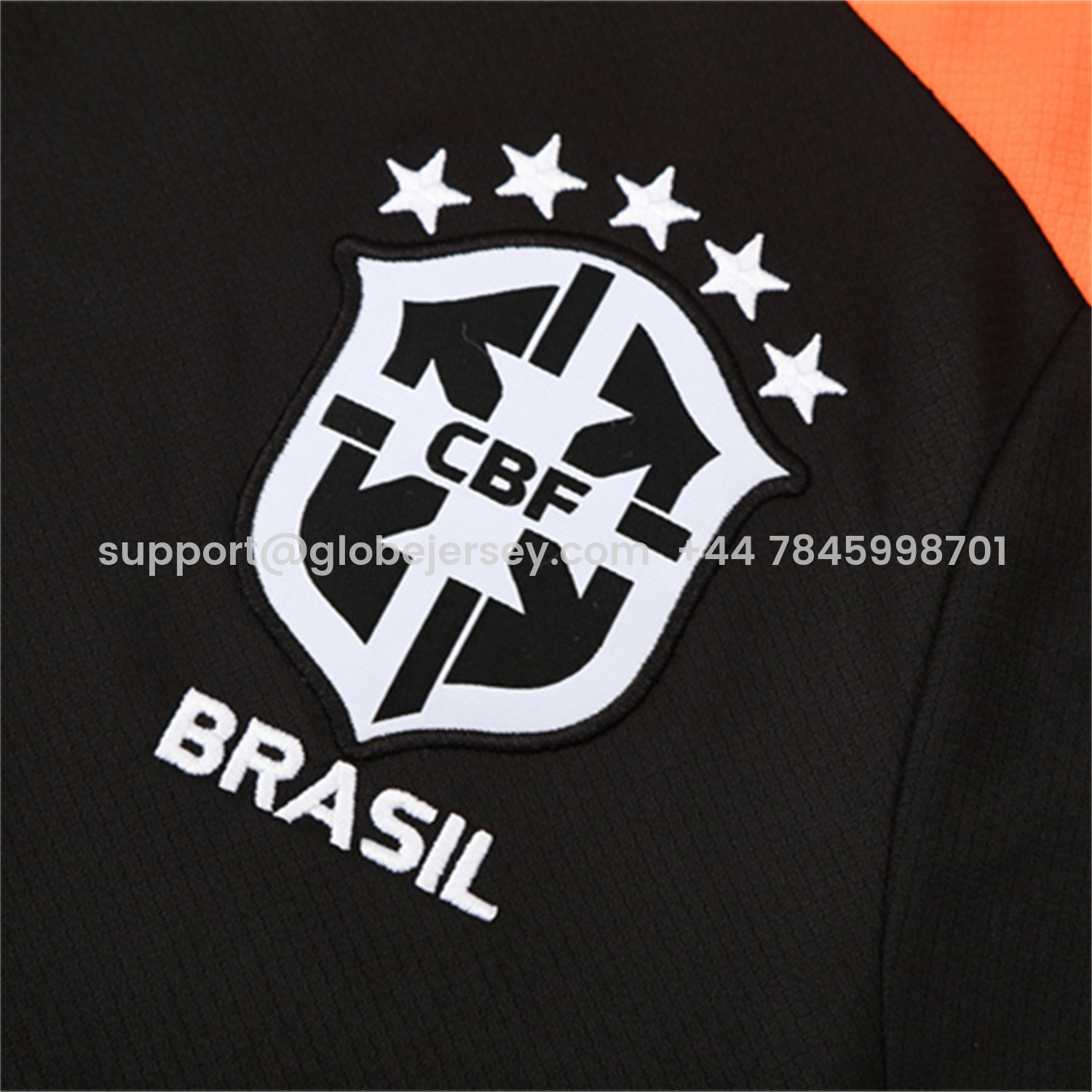 GlobeJersey-Brazil 25-26 Short-Sleeve Training Set - Black Top & Black Shorts