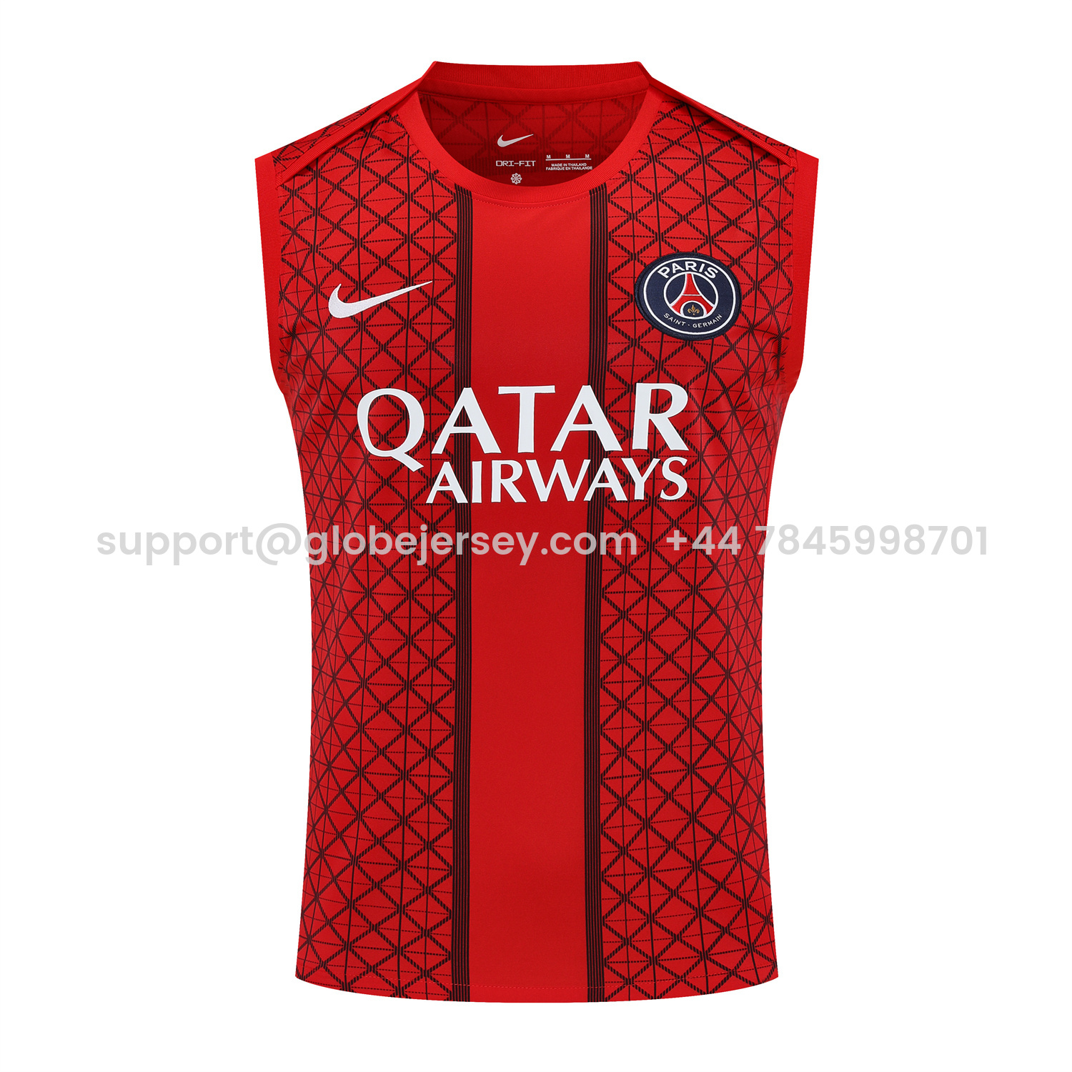GlobeJersey-Paris Saint-Germain PSG 25-26 Vest Training Set - Red Vest & Deep Blue Shorts