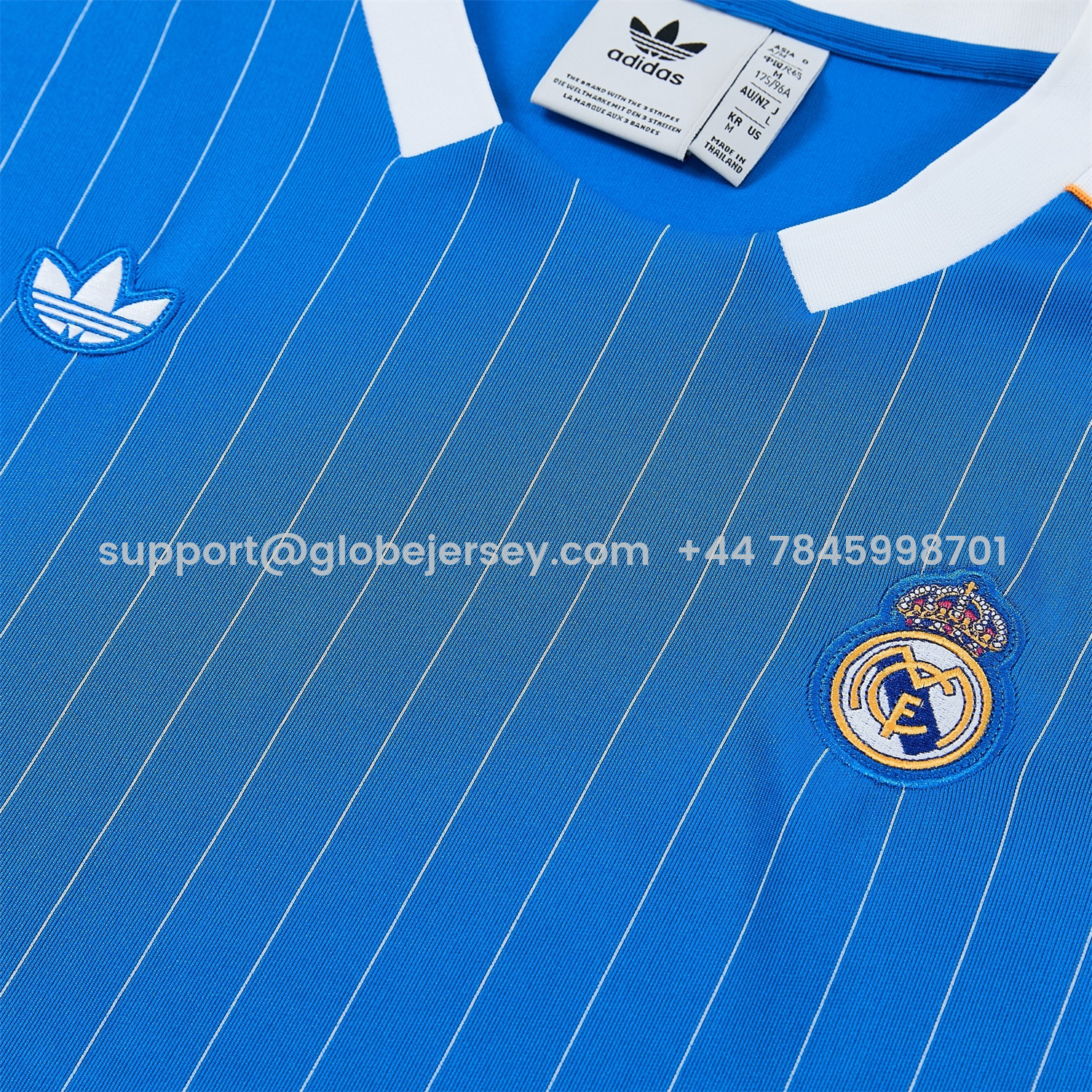 GlobeJersey-Real Madrid 25-26 Retro Style Vest Training Set - Blue With White Stripes Top & Pants