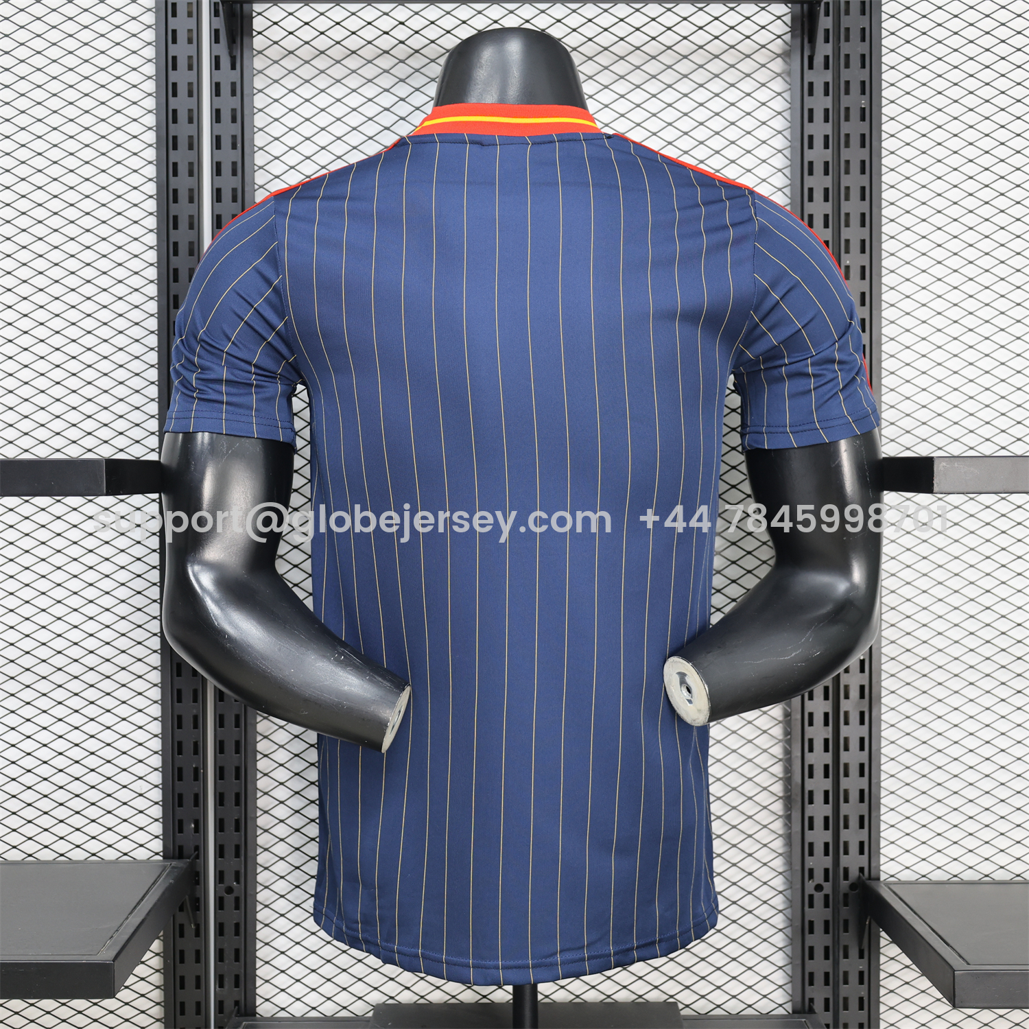 GlobeJersey-Spain 2026 Terrace Icon Retro Casual Style Deep Blue Jersey - Player Version