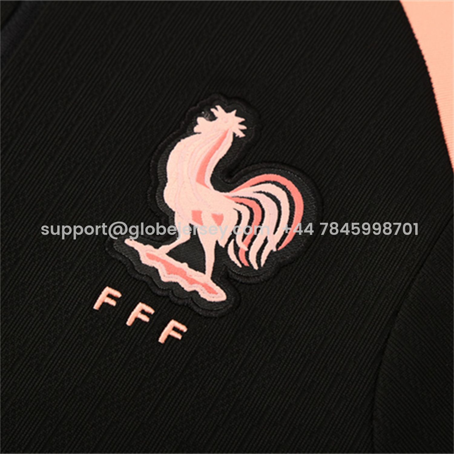 GlobeJersey-France 25-26 Kids Long Sleeve Training Set - Player Version - Black Top and Pants