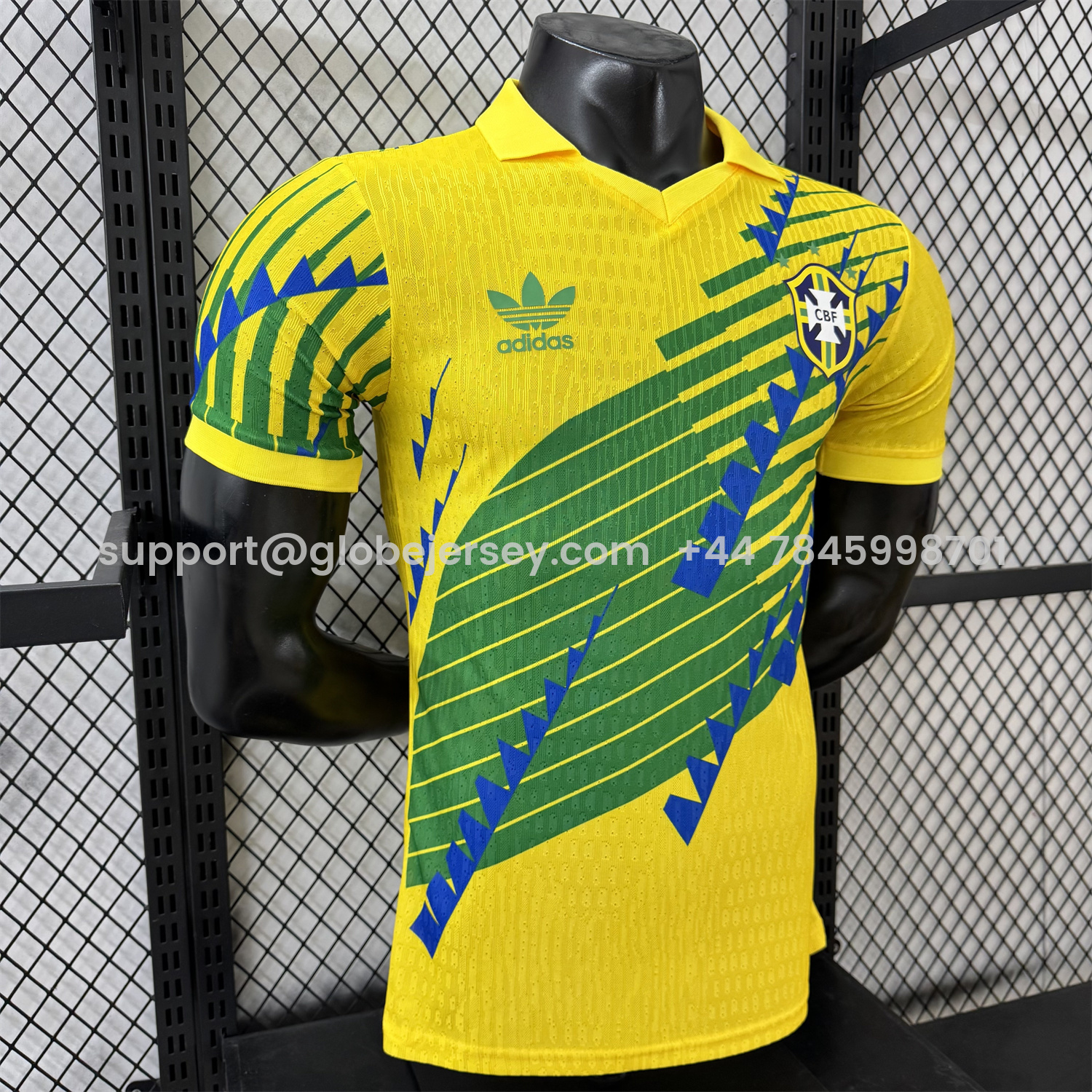 GlobeJersey-Brazil 2026 Blue-Green Stripes Yellow Special Jersey - Player Version