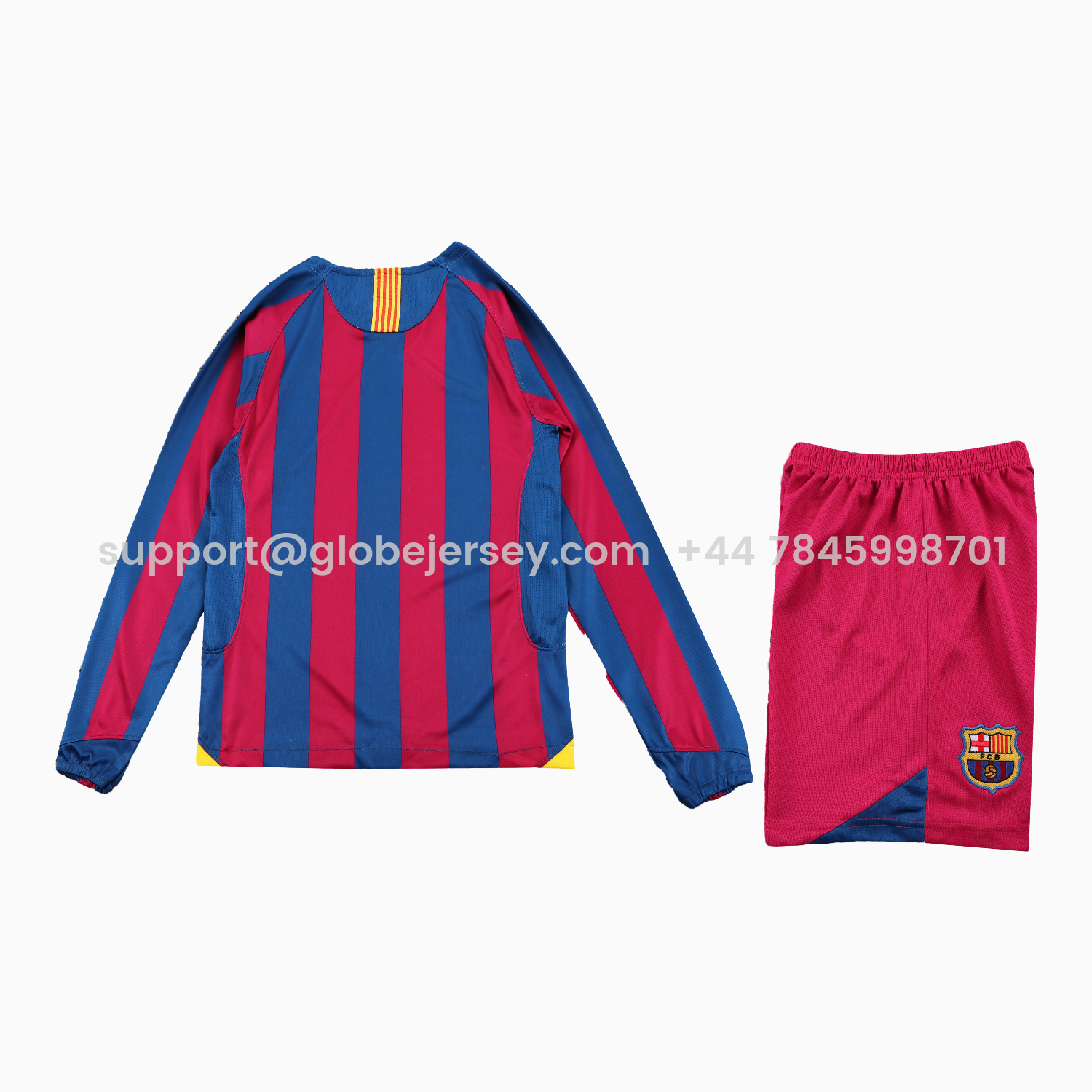 GlobeJersey-Retro Barcelona 2005-06 Home Long Sleeve Kids Kit