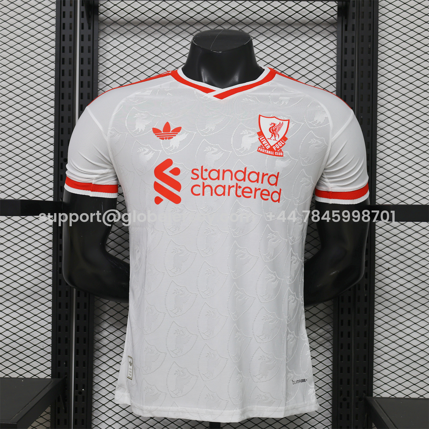 GlobeJersey-Liver.pool 26-27 Casual White With Faint Logos Jersey - Player Version