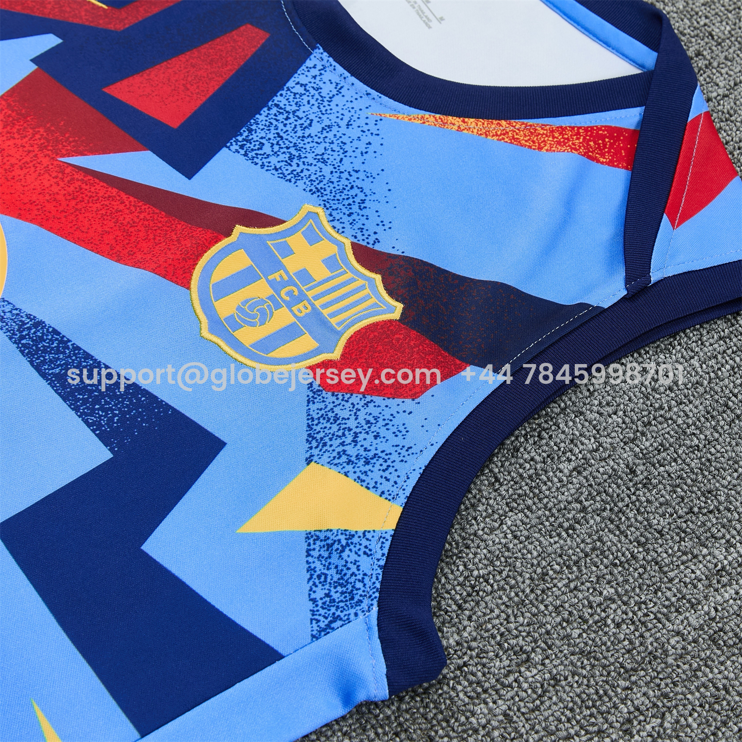 GlobeJersey-Barcelona 25-26 Vest Training Set - Colors Top & Dark Blue With Pink Accents Pants