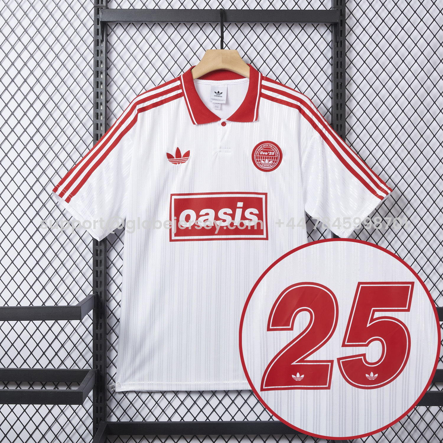 GlobeJersey-Bohemian 25-26 Oasis Originals Tour White And Red Jersey With Number 25 - Fans Version