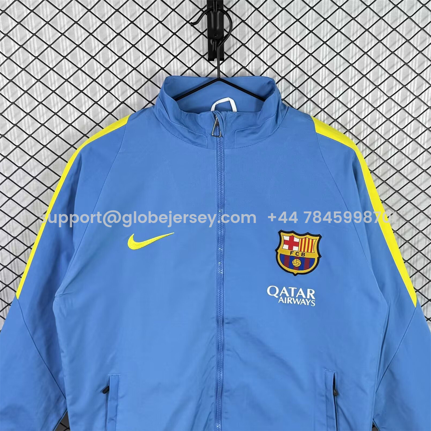 GlobeJersey-Retro Barcelona 2015-16 Windbreaker Jacket - Blue
