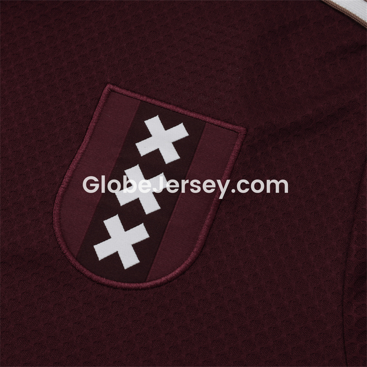 GlobeJersey-Ajax 25-26 Throwback Trefoil Short-Sleeve Training Set - Deep Red