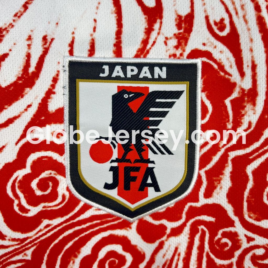 GlobeJersey-Japan 25-26 Y-3 Red Auspicious Cloud Pattern White Special Jersey - Fans Version