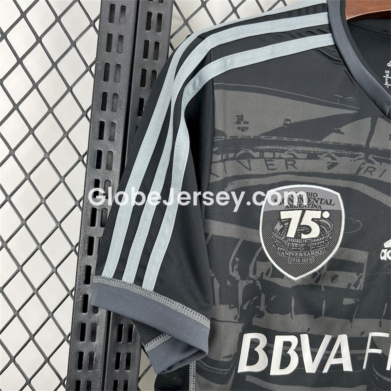 GlobeJersey-Retro River Plate 2013-14 75th Anniversary Black Jersey